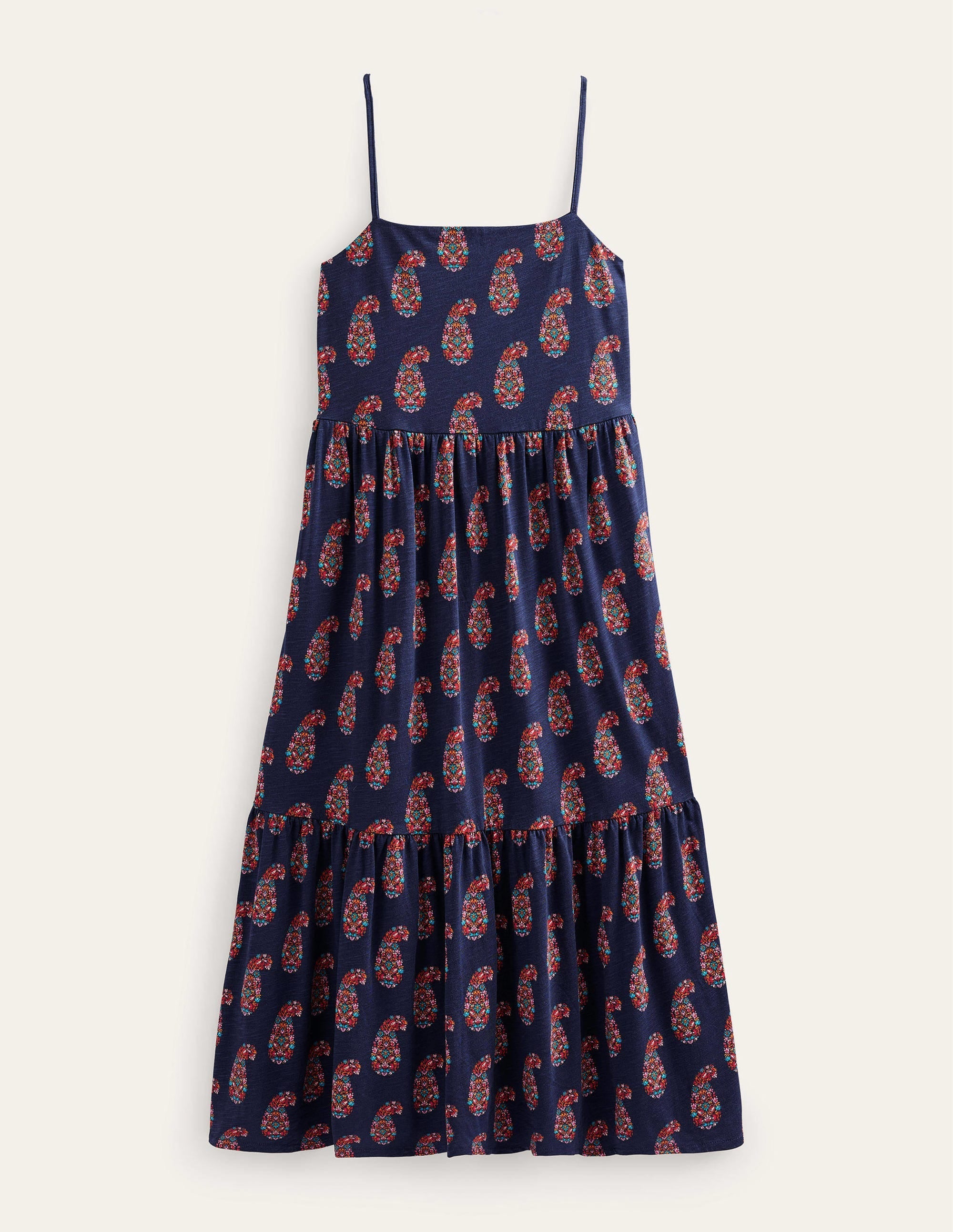Strappy Jersey Midi Dress-Light Navy, Sweet Paisley - Image 6