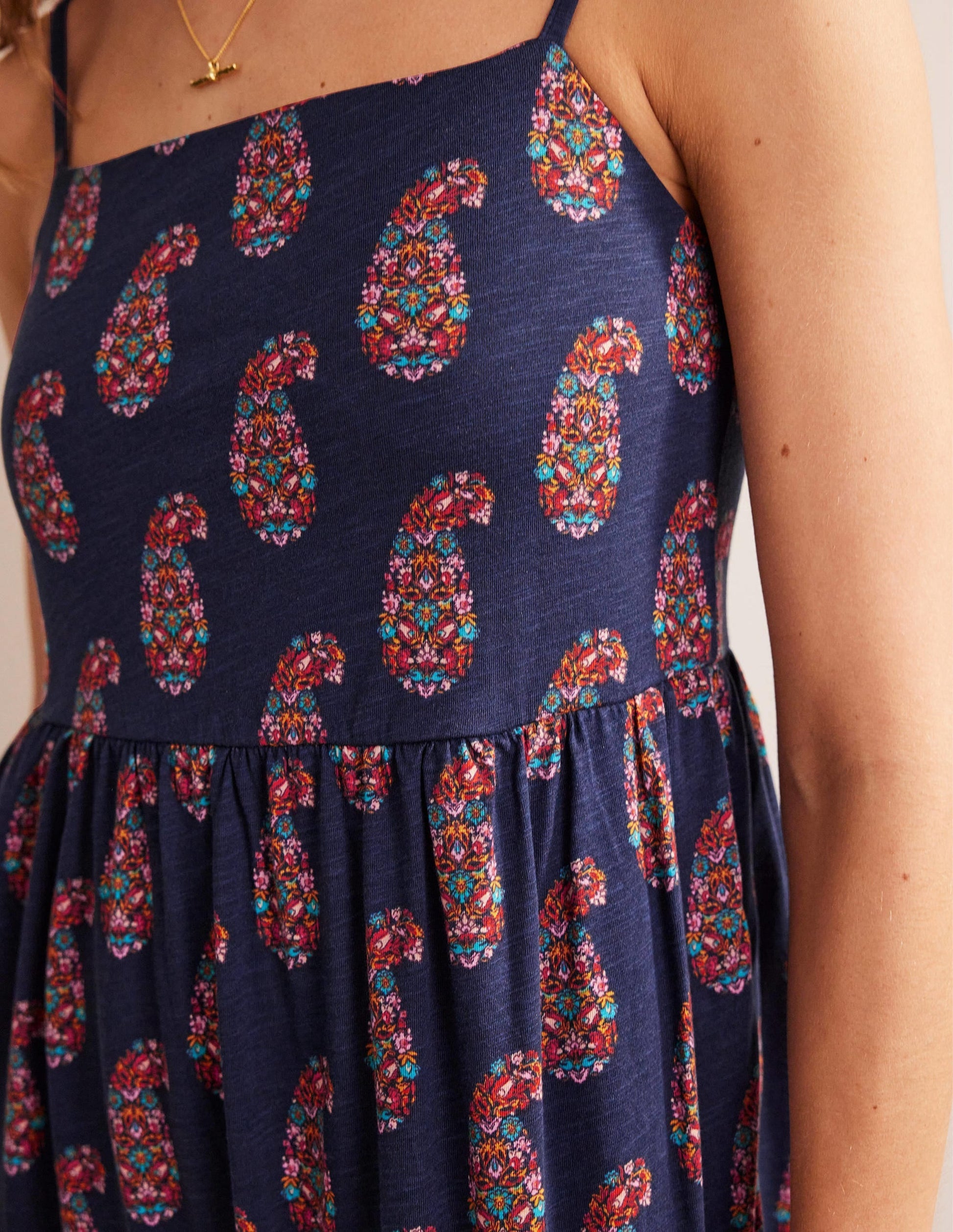 Strappy Jersey Midi Dress-Light Navy, Sweet Paisley-3