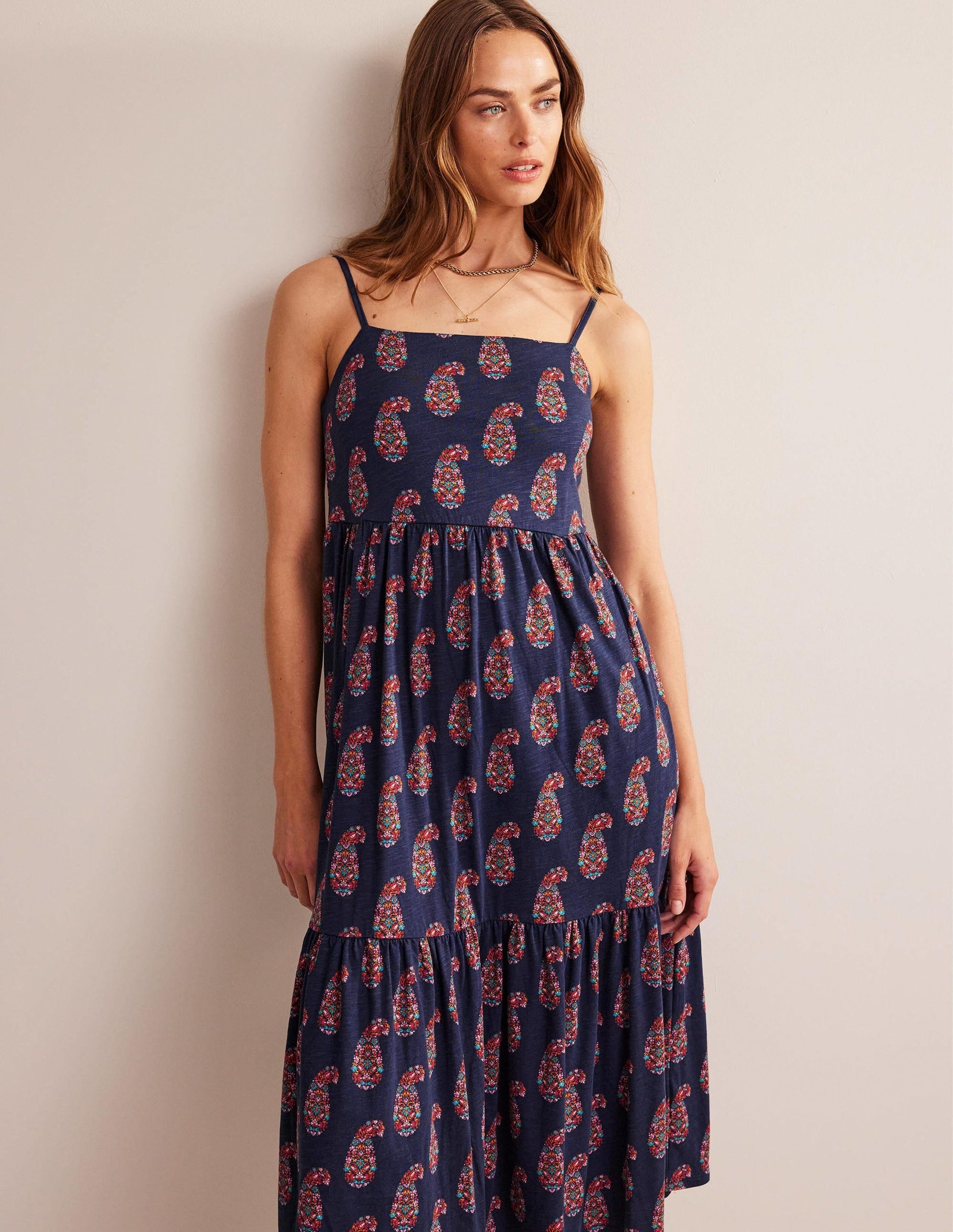 Strappy Jersey Midi Dress-Light Navy, Sweet Paisley-5