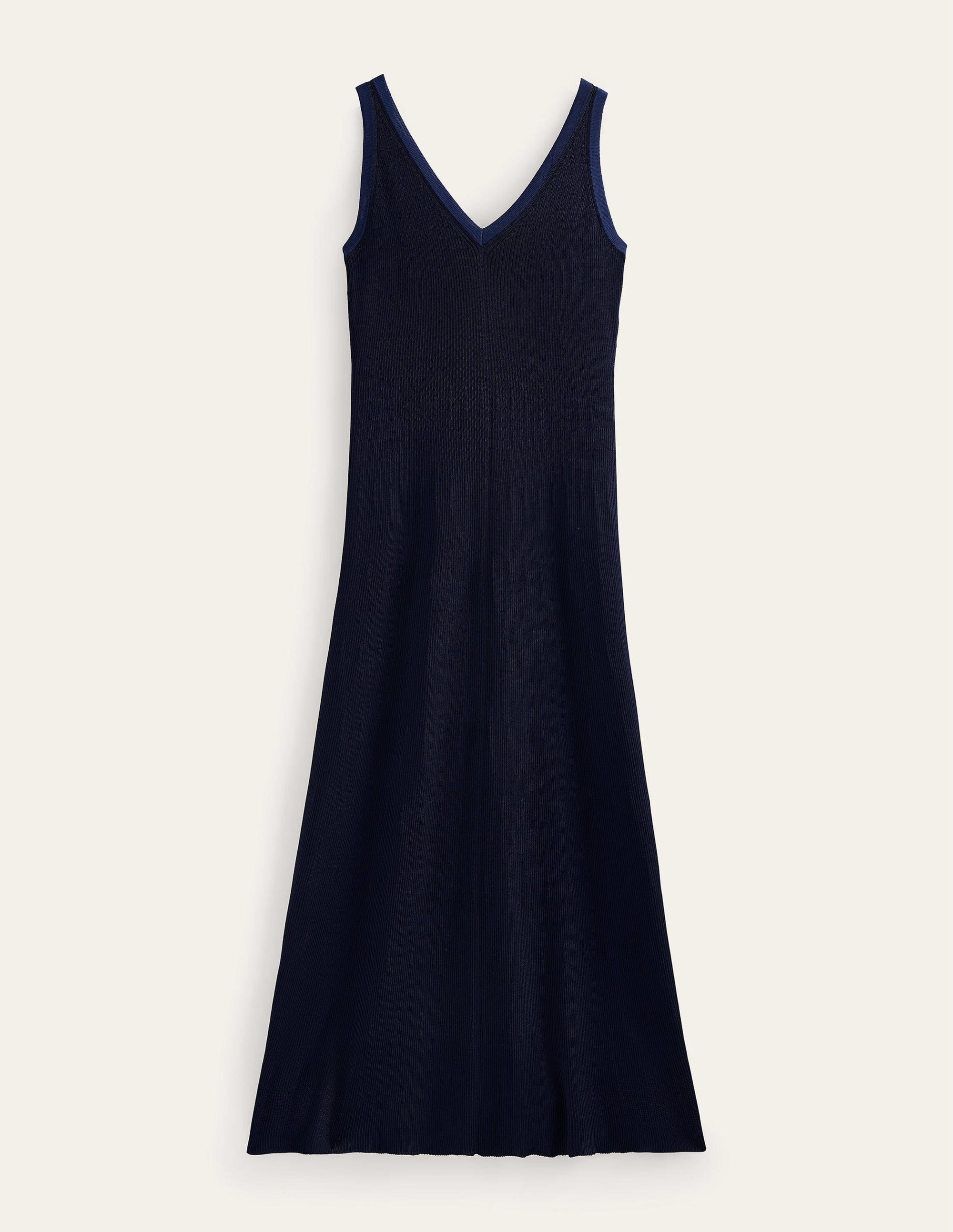 V-Neck Knitted Midi Dress-Navy - Image 7