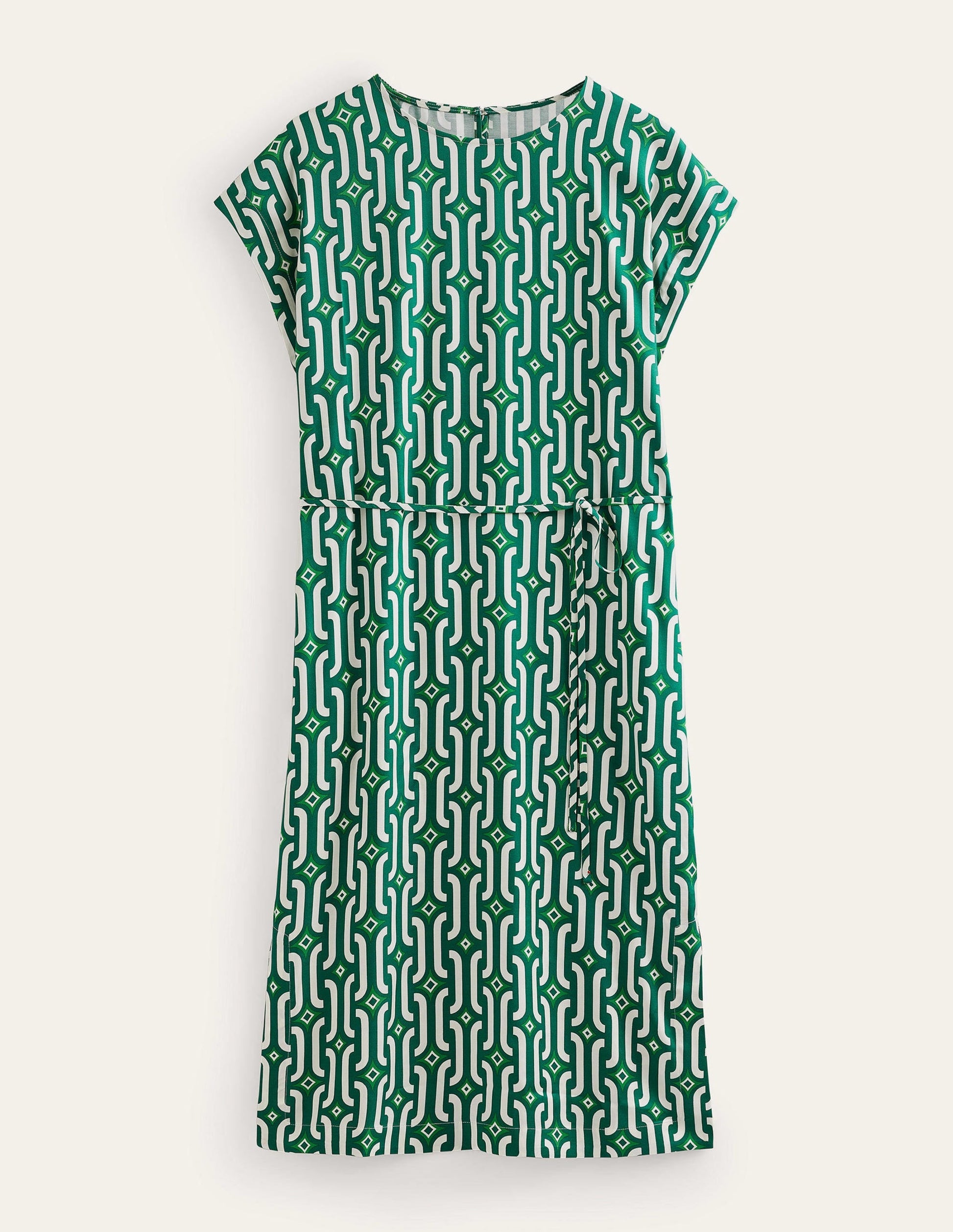 Short Sleeve Column Midi Dress-Bright Emerald, Azure Geo-6