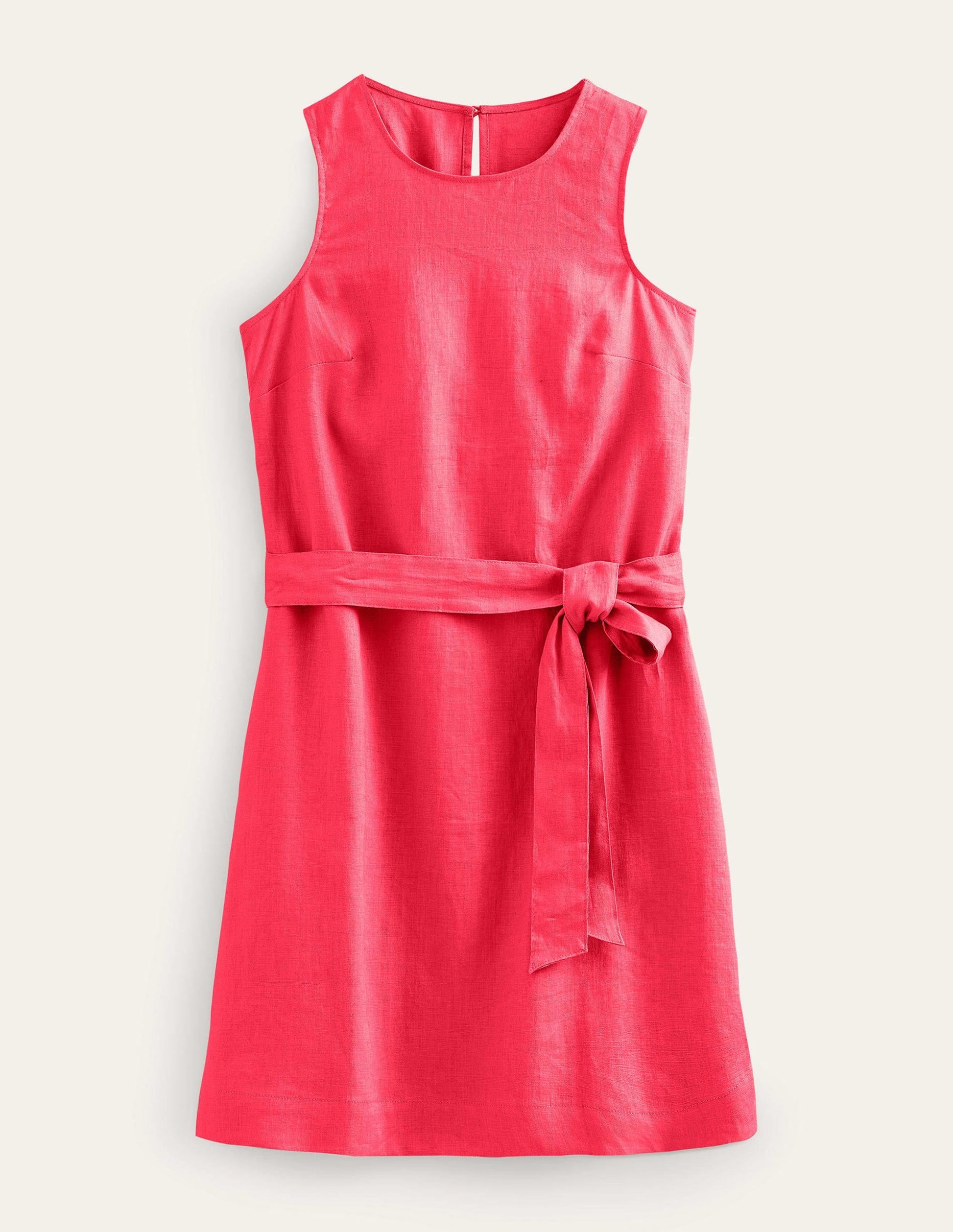 Sleeveless Linen Dress-Coral-5