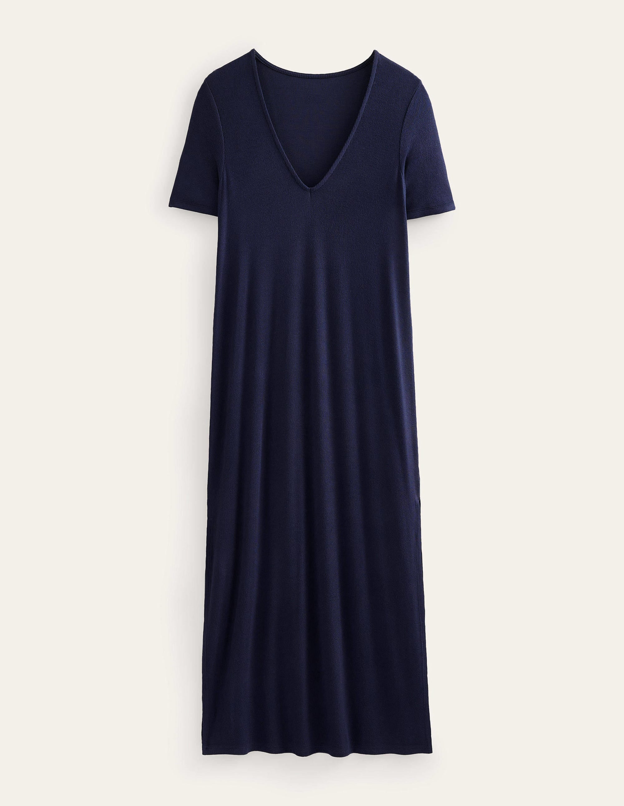 Rib Jersey Midi T-shirt Dress-Navy - Image 5