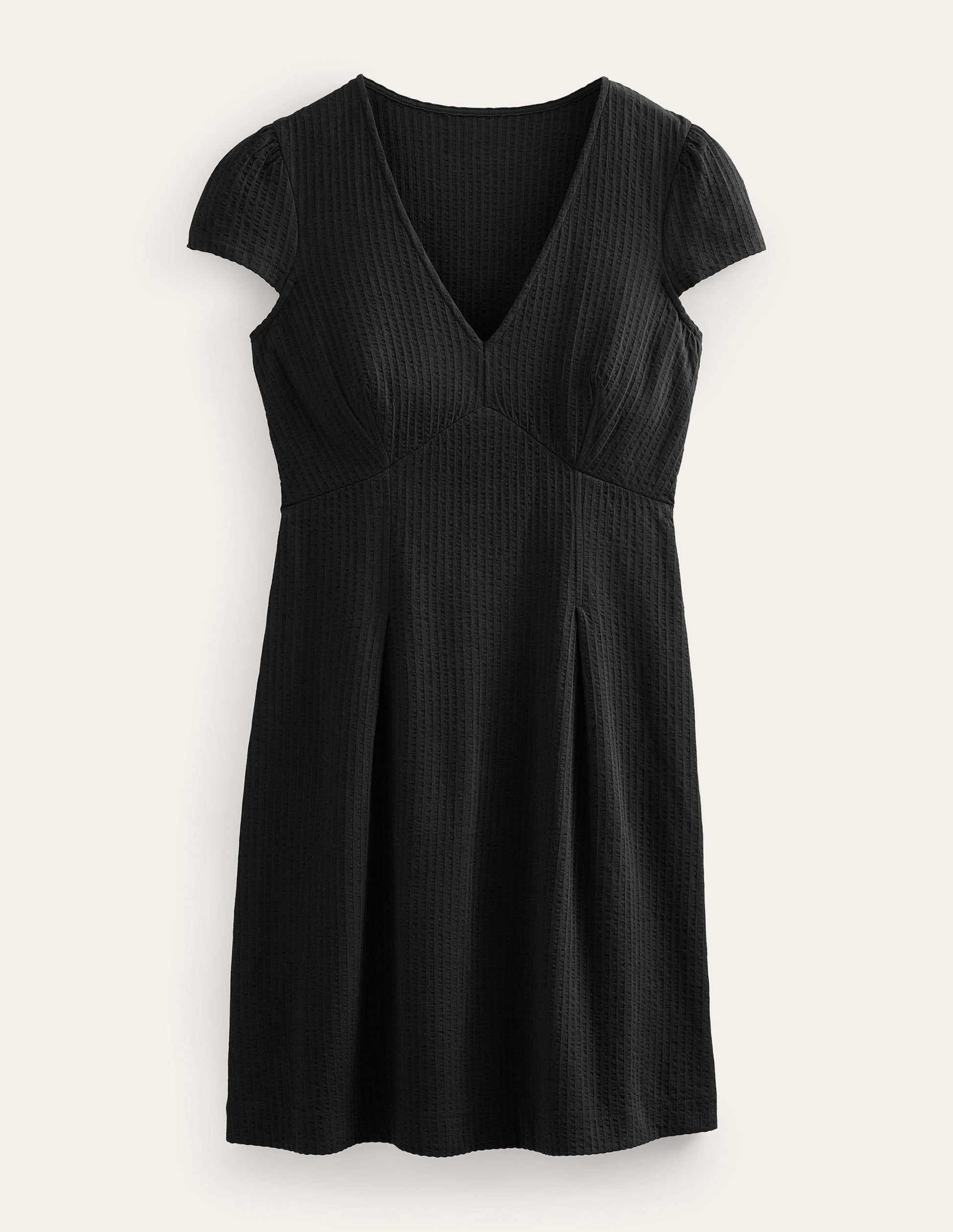 Seersucker Jersey Tea Dress-Black-4
