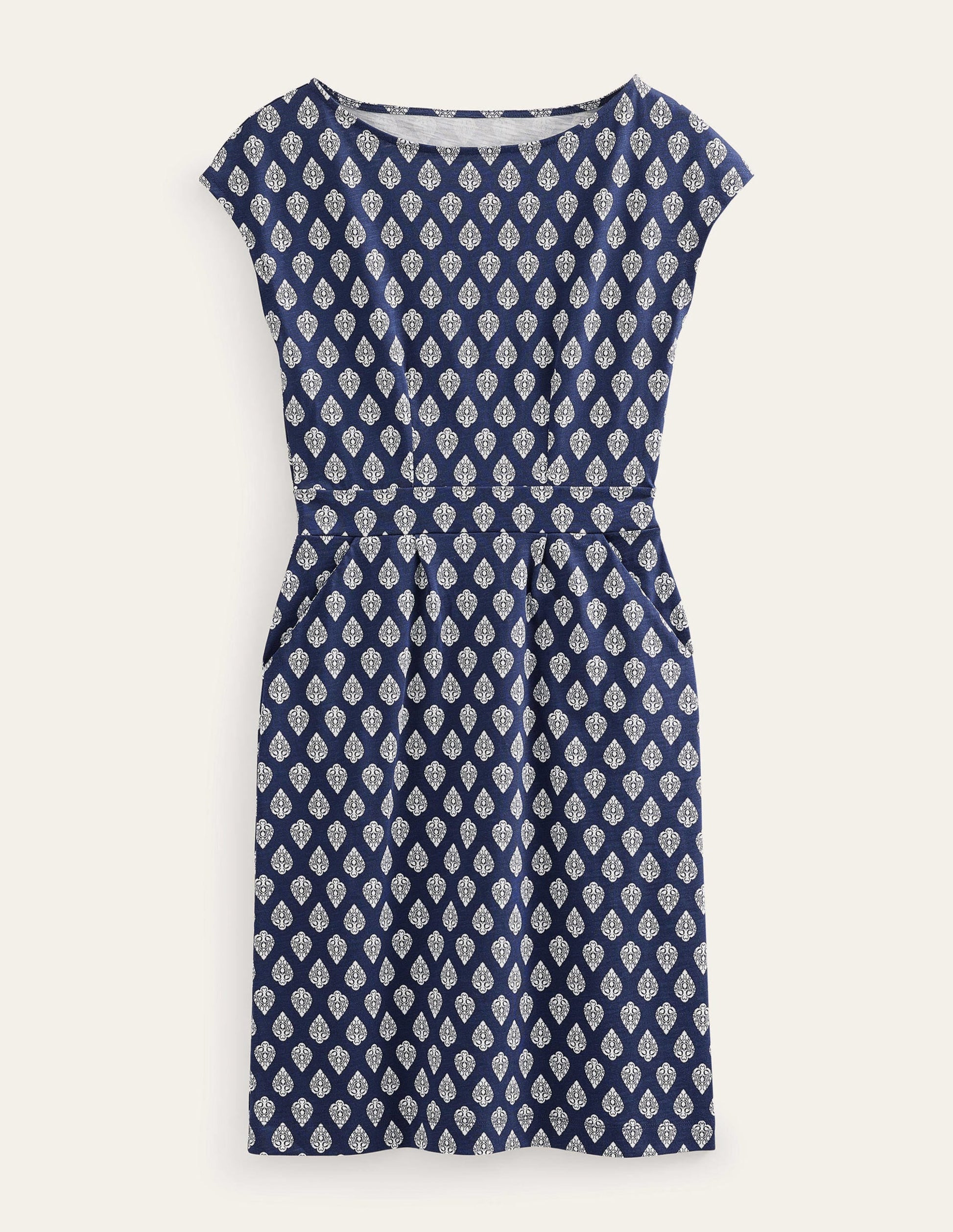 Florrie Jersey Dress-French Navy, Jasmine Bud-5
