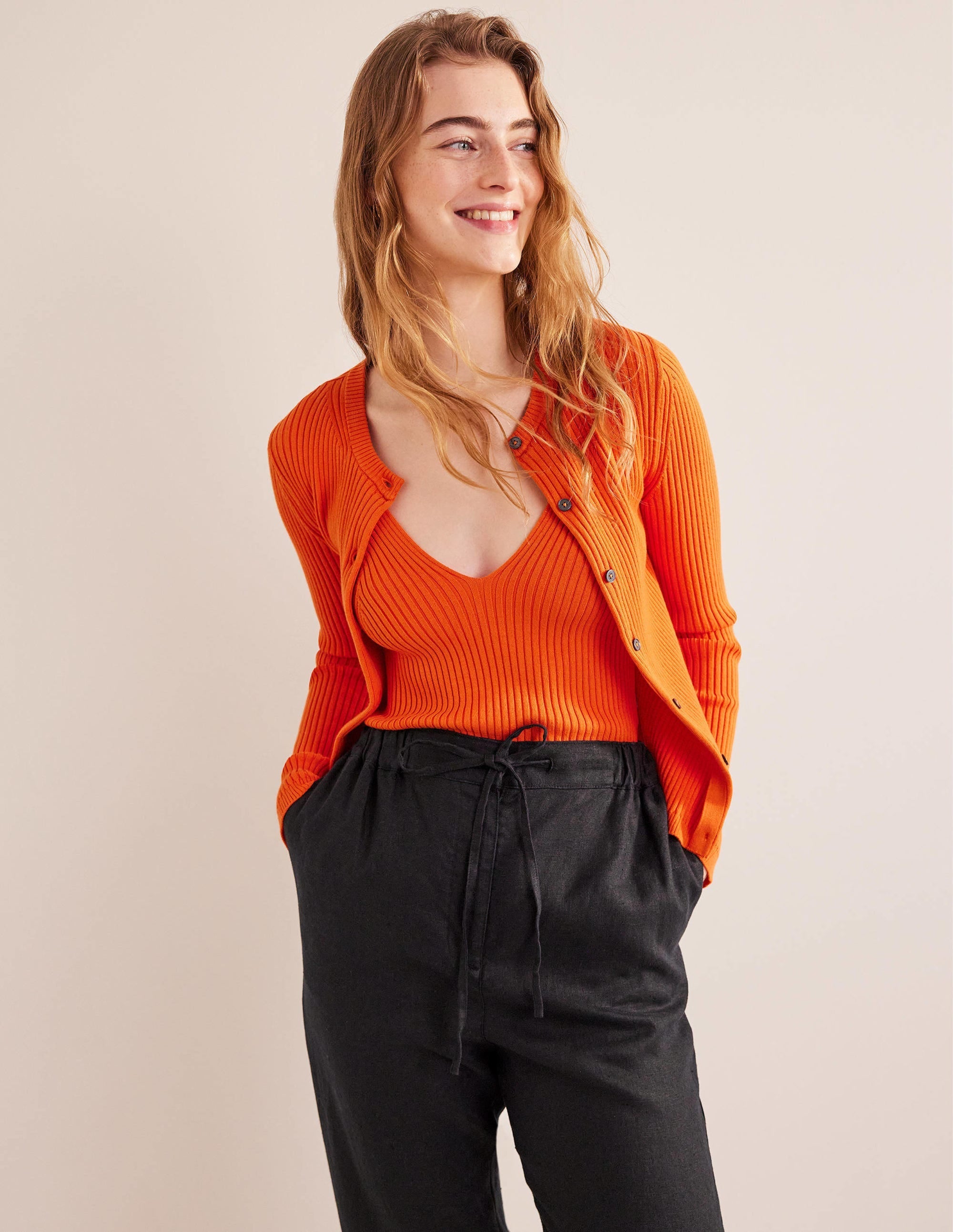 Ribbed Vest Top-Kumquat - Image 4