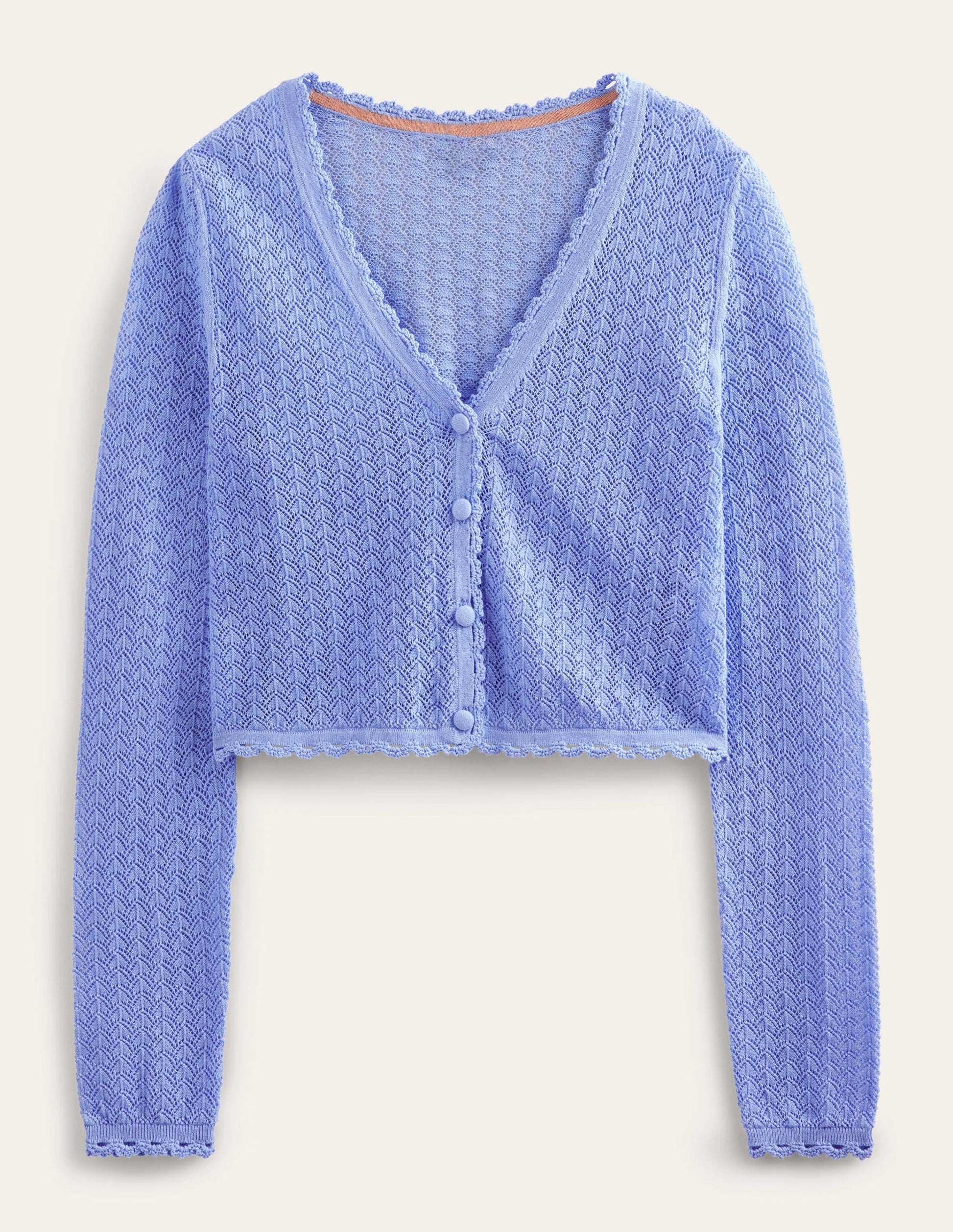 Pointelle Cropped Cardigan-Hazy Blue-5