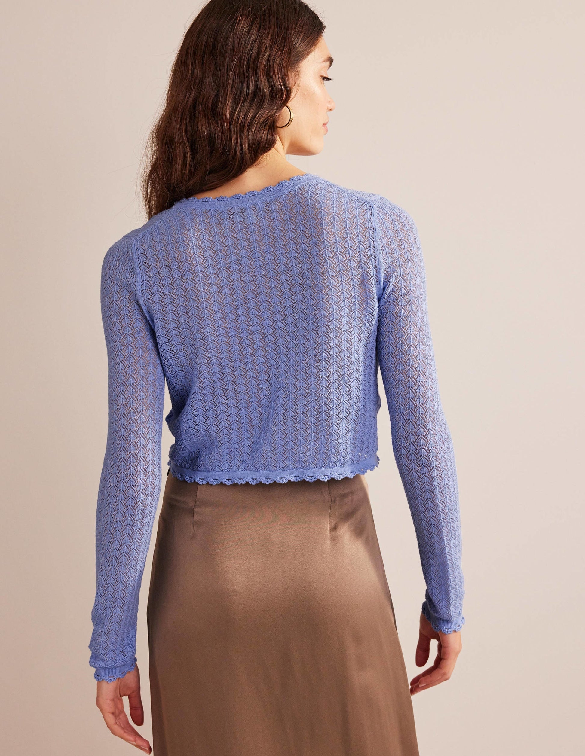 Pointelle Cropped Cardigan-Hazy Blue-3