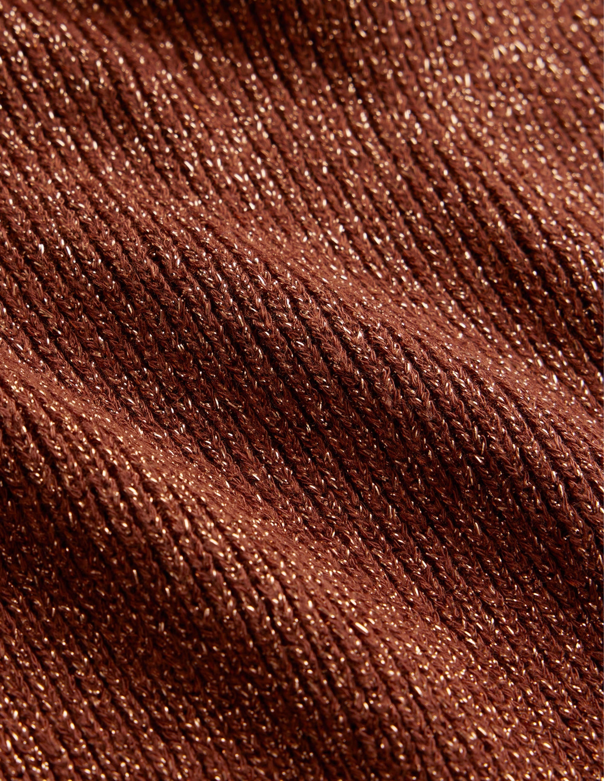 Cropped Sparkle Knit T-Shirt-Cognac Bronze Gold Sparkle - Image 6