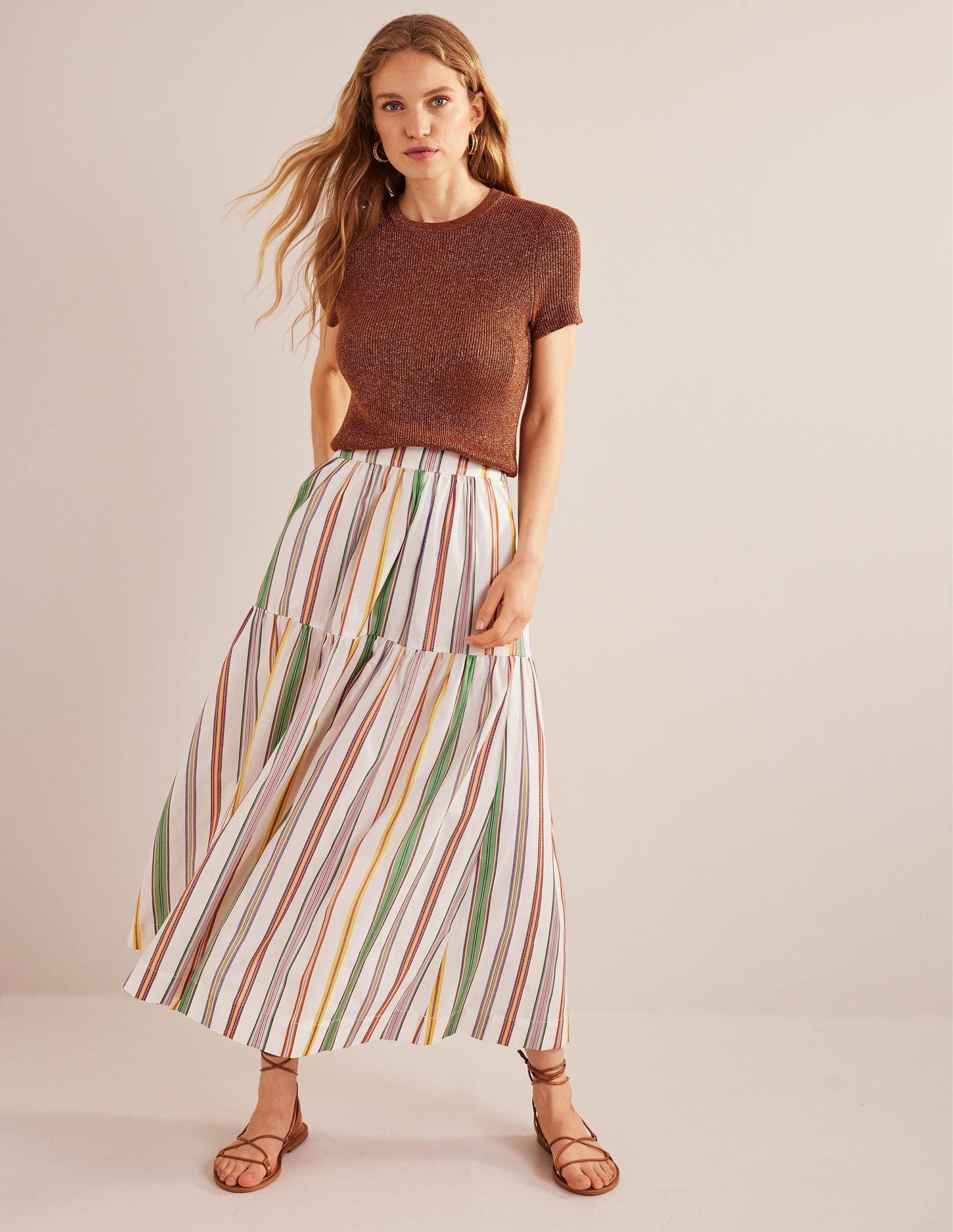Cropped Sparkle Knit T-Shirt-Cognac Bronze Gold Sparkle-4