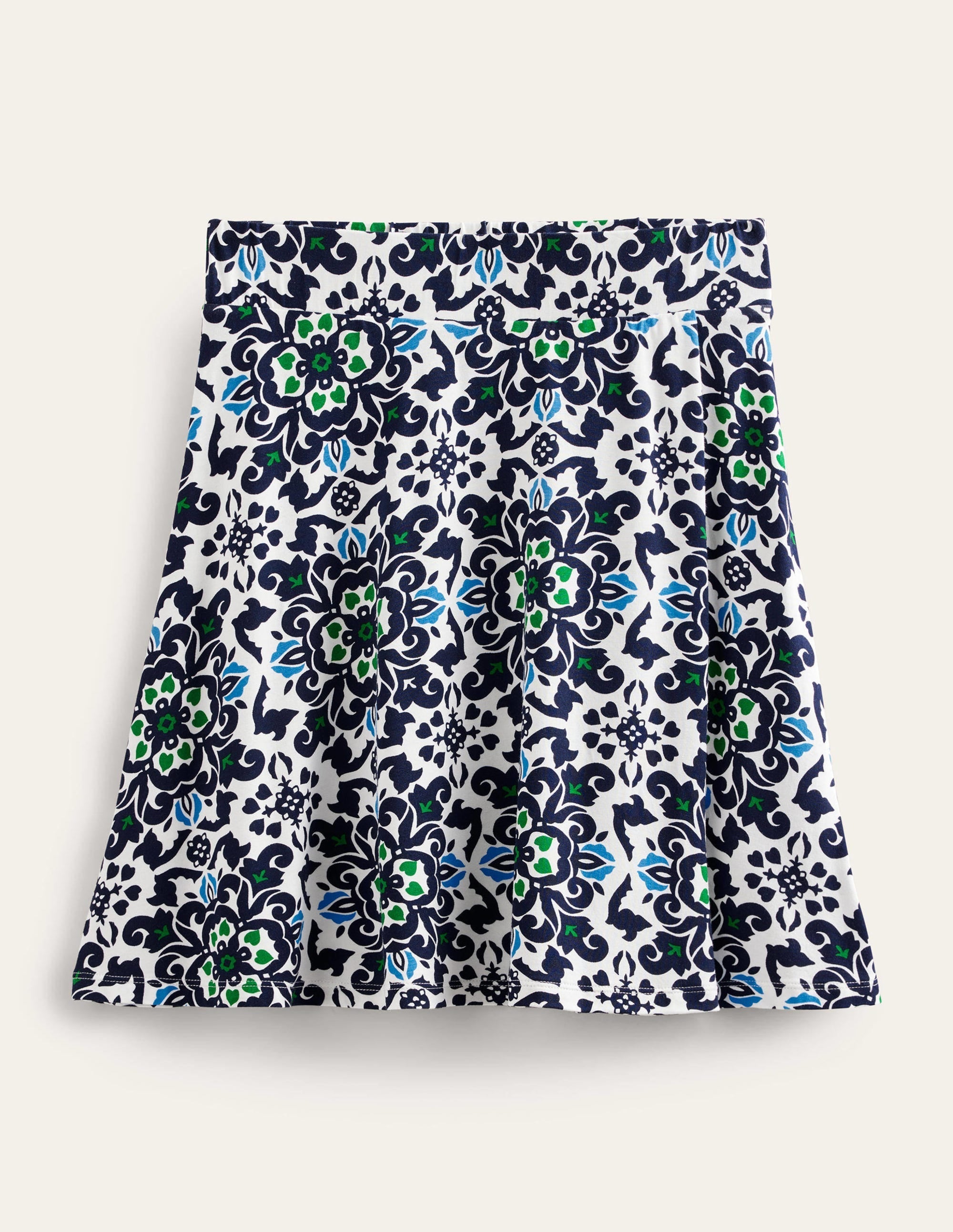 Jersey Wrap Mini Skirt-French Navy, Opulent Pome - Image 5