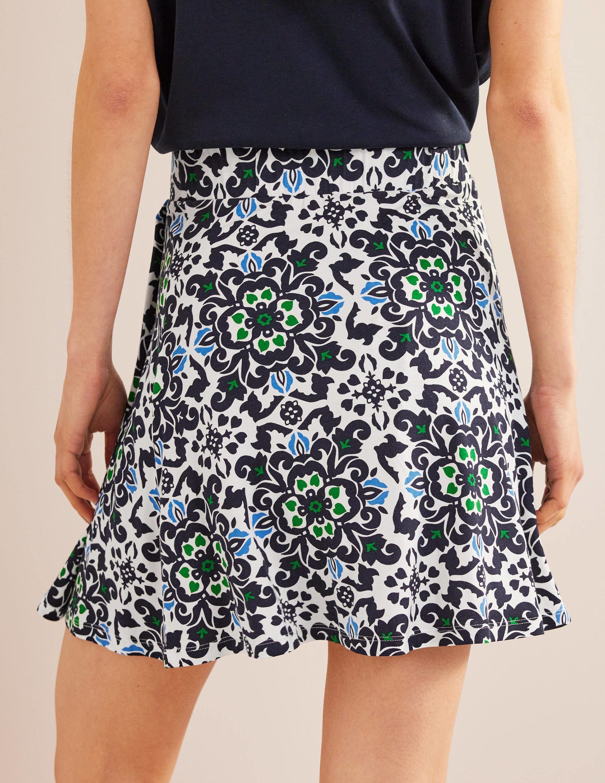 Jersey Wrap Mini Skirt-French Navy, Opulent Pome-3