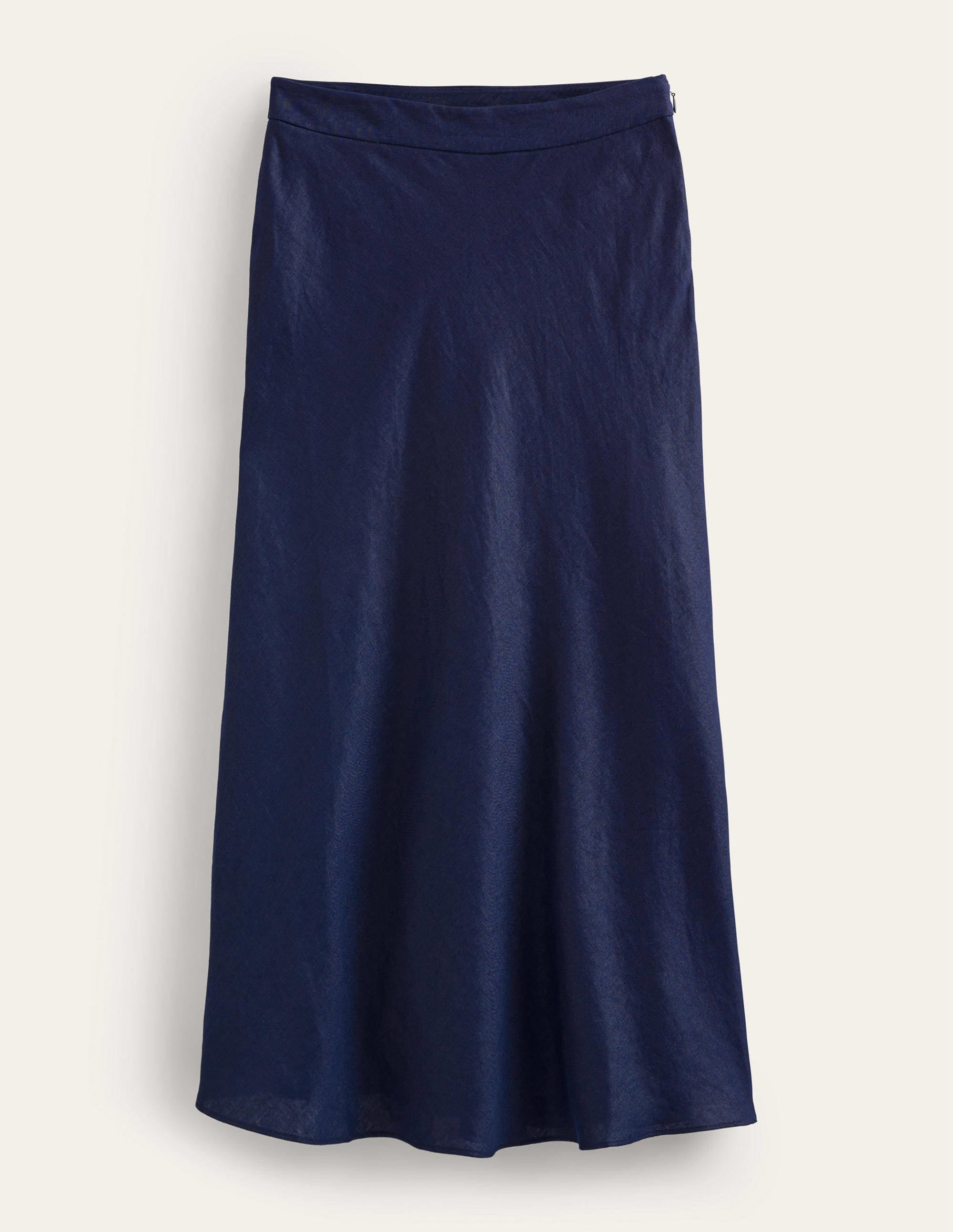 Bias Linen Midi Skirt-Navy - Image 8