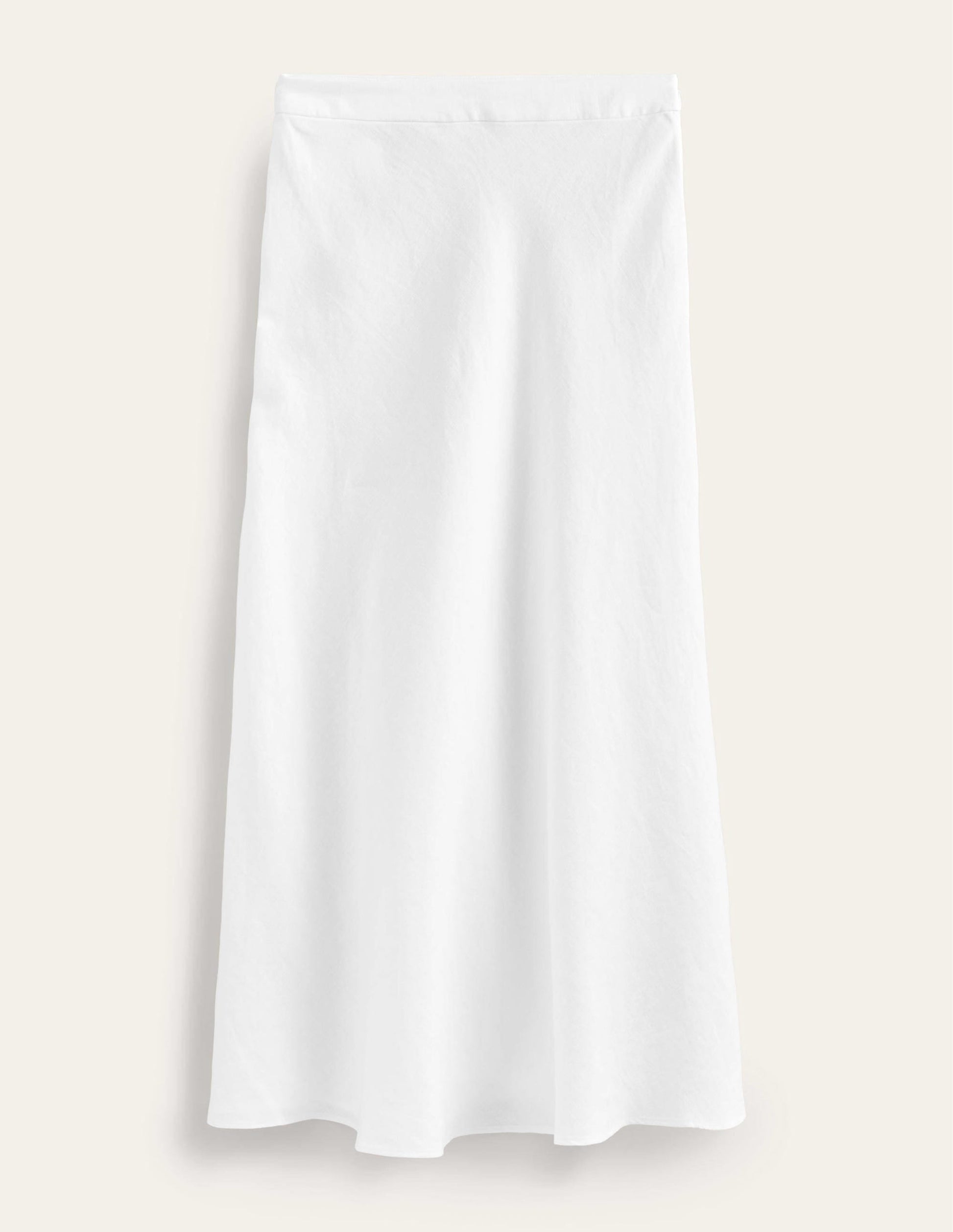 Bias Linen Midi Skirt-White-6