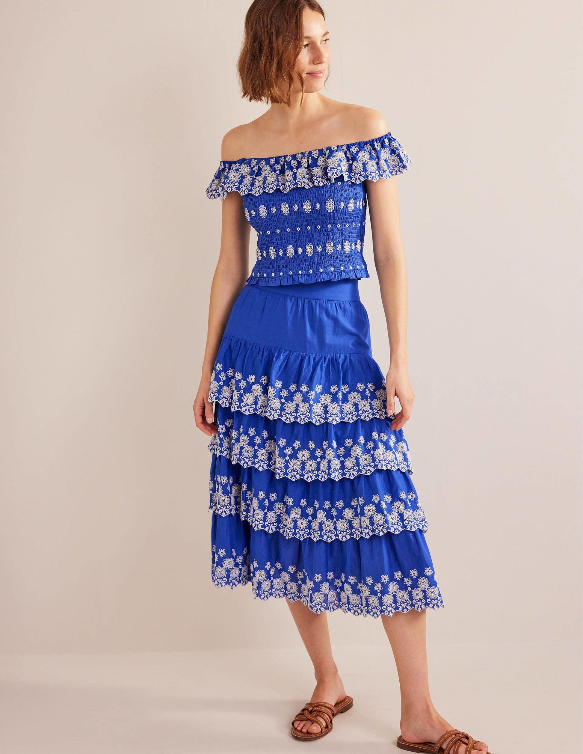 Multi Tiered Broderie Skirt-Island Blue-1
