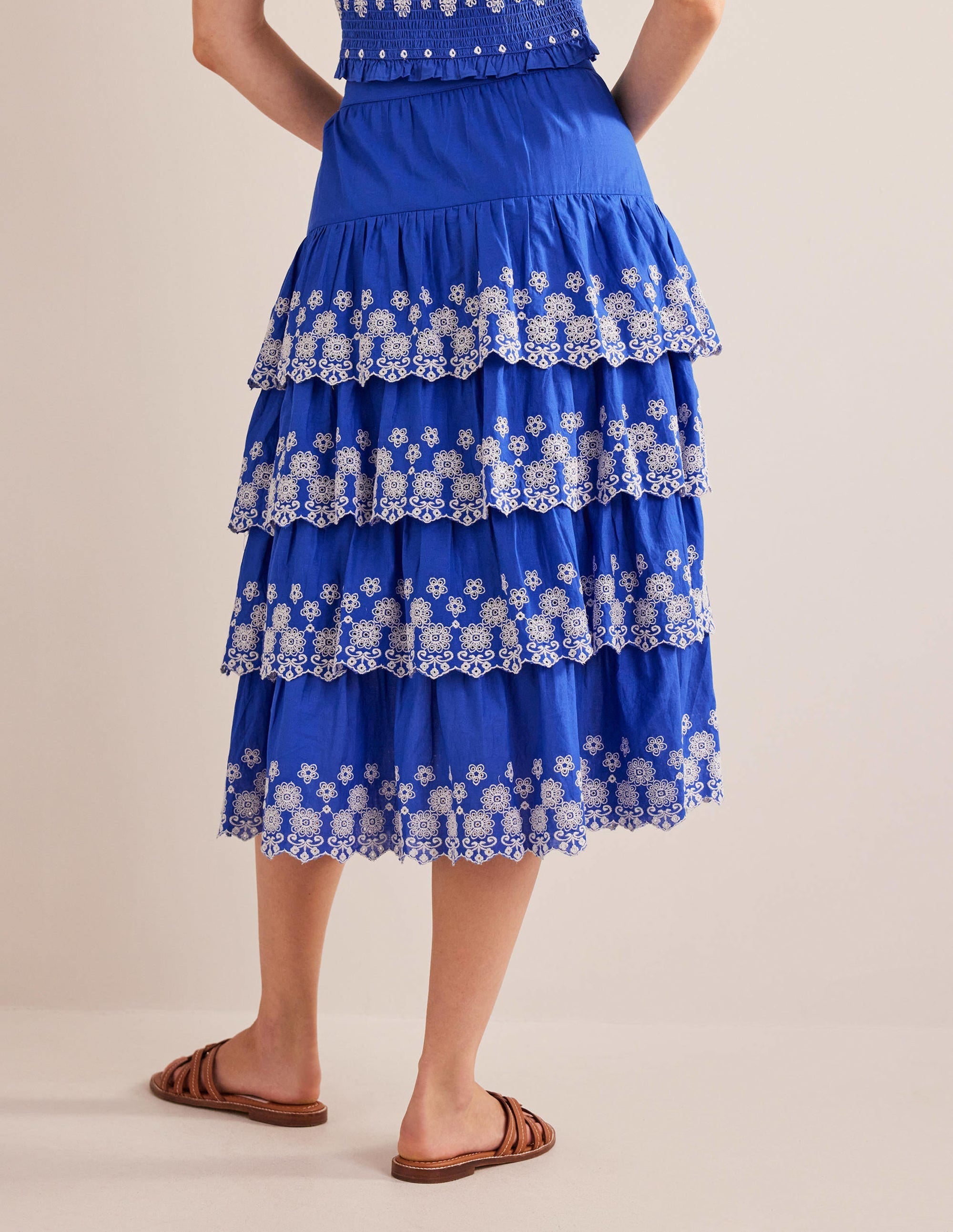 Multi Tiered Broderie Skirt-Island Blue - Image 3