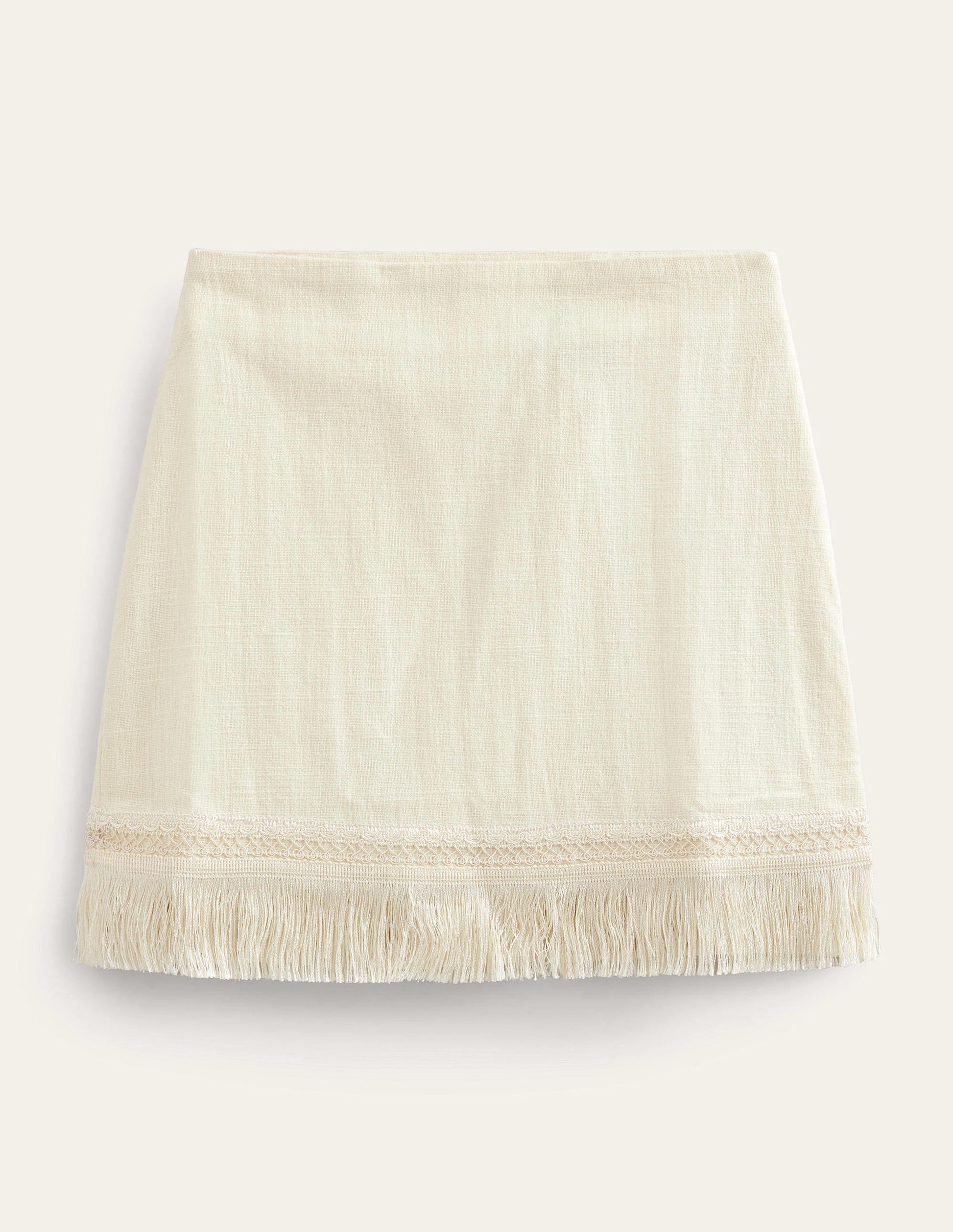 Fringe Detail Mini Skirt-Ecru-5