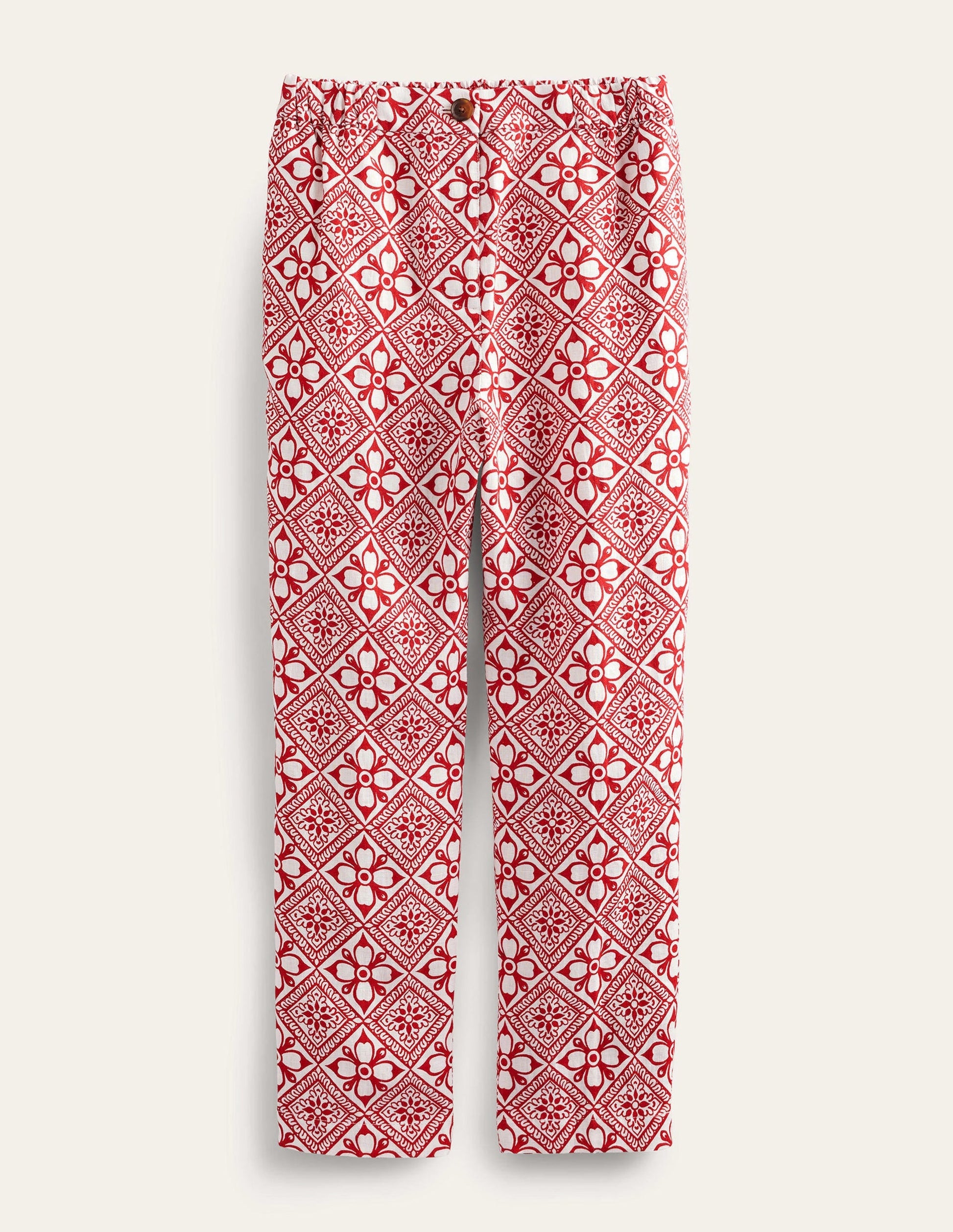Pull-on Linen Trousers-Poinsettia, Block Pome-5