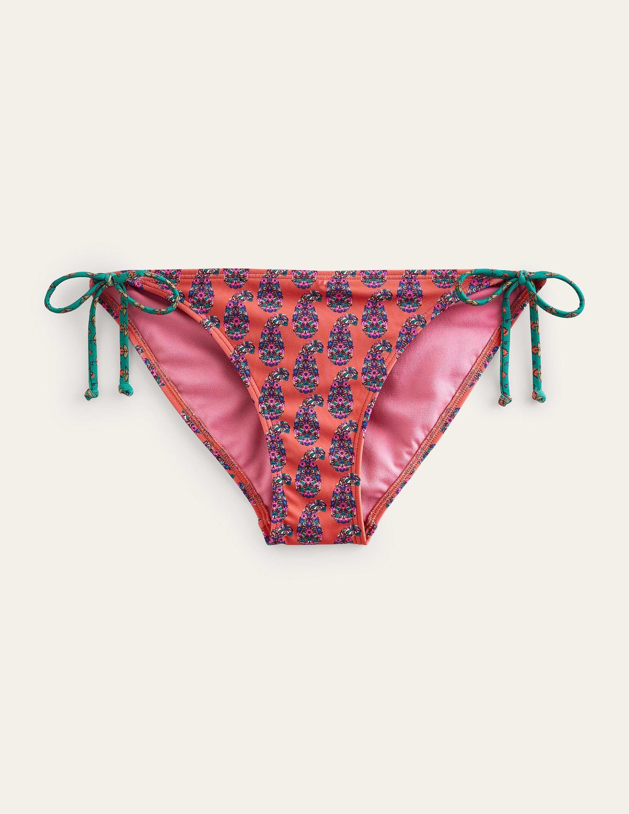 Symi String Bikini Bottoms-Persimmon Orange Paisley - Image 5