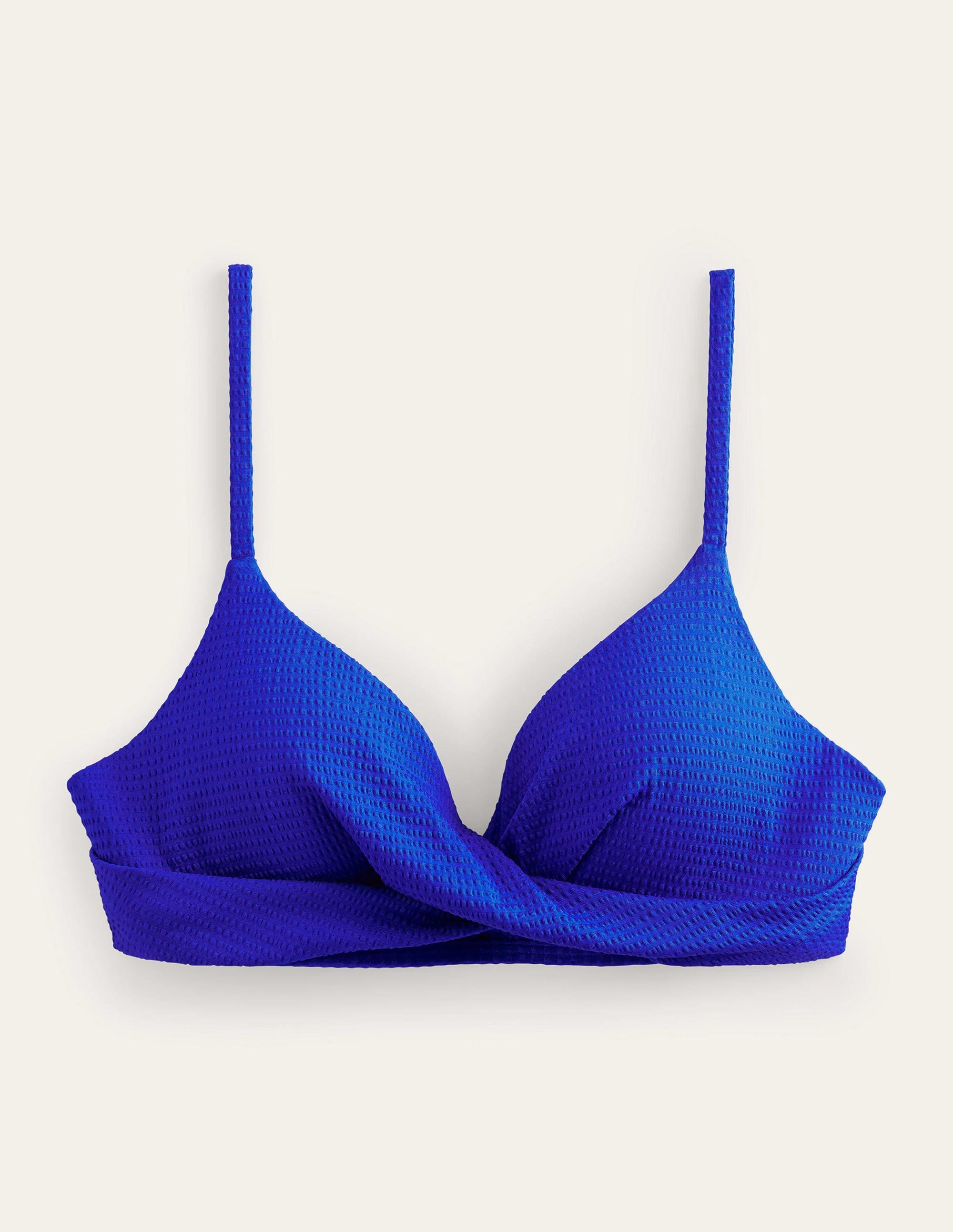 Capri Cup-size Bikini Top-Cobalt Blue, Seersucker - Image 5
