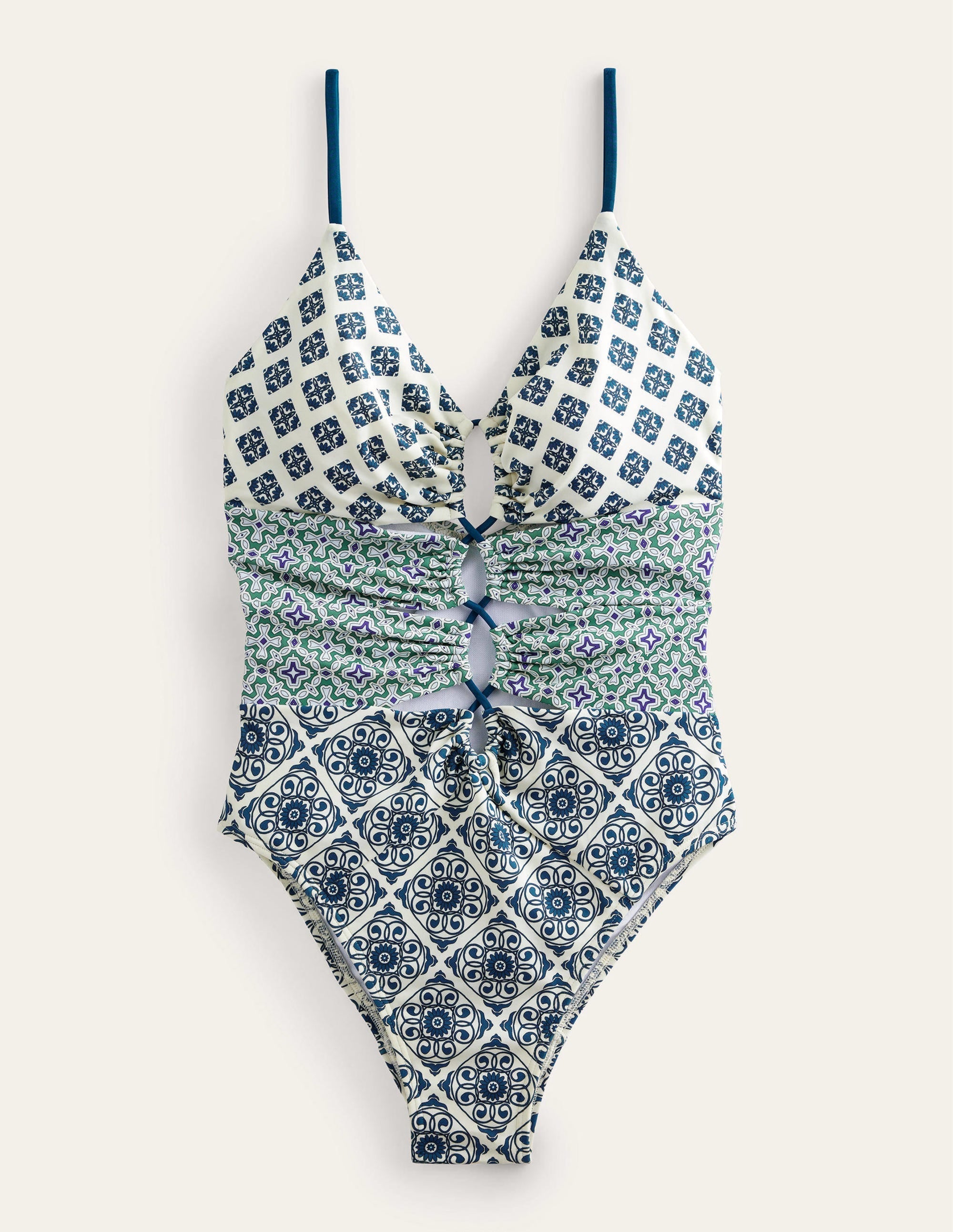 Gather Cut Swimsuit-Ivory, Ocenside Flora Swirl - Image 6