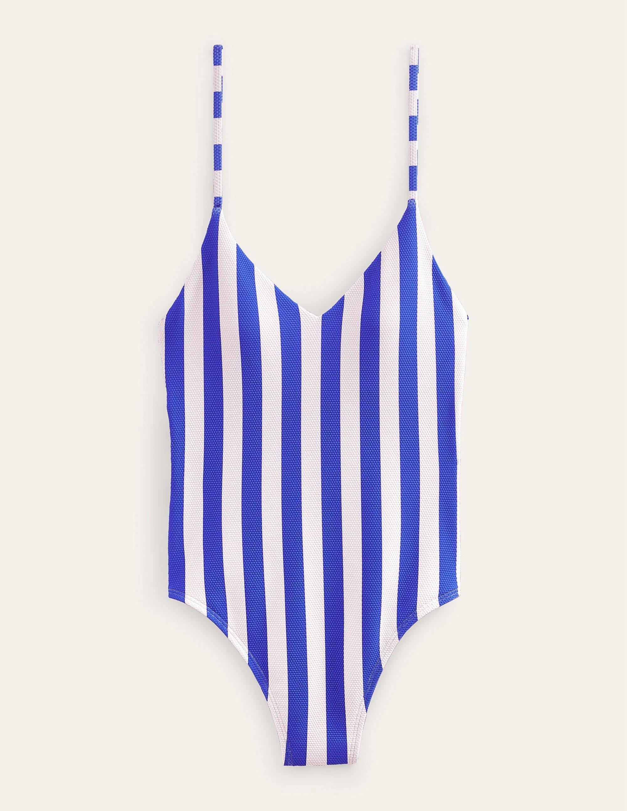 Skinny Strap Stripe Swimsuit-Cornflower Blue, Ivory Stripe - Image 5