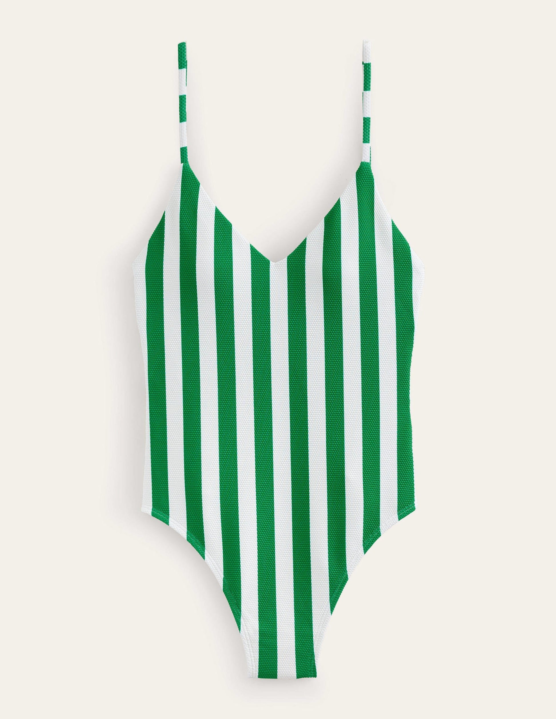 Skinny Strap Stripe Swimsuit-Rich Emerald, Ivory Stripe-7