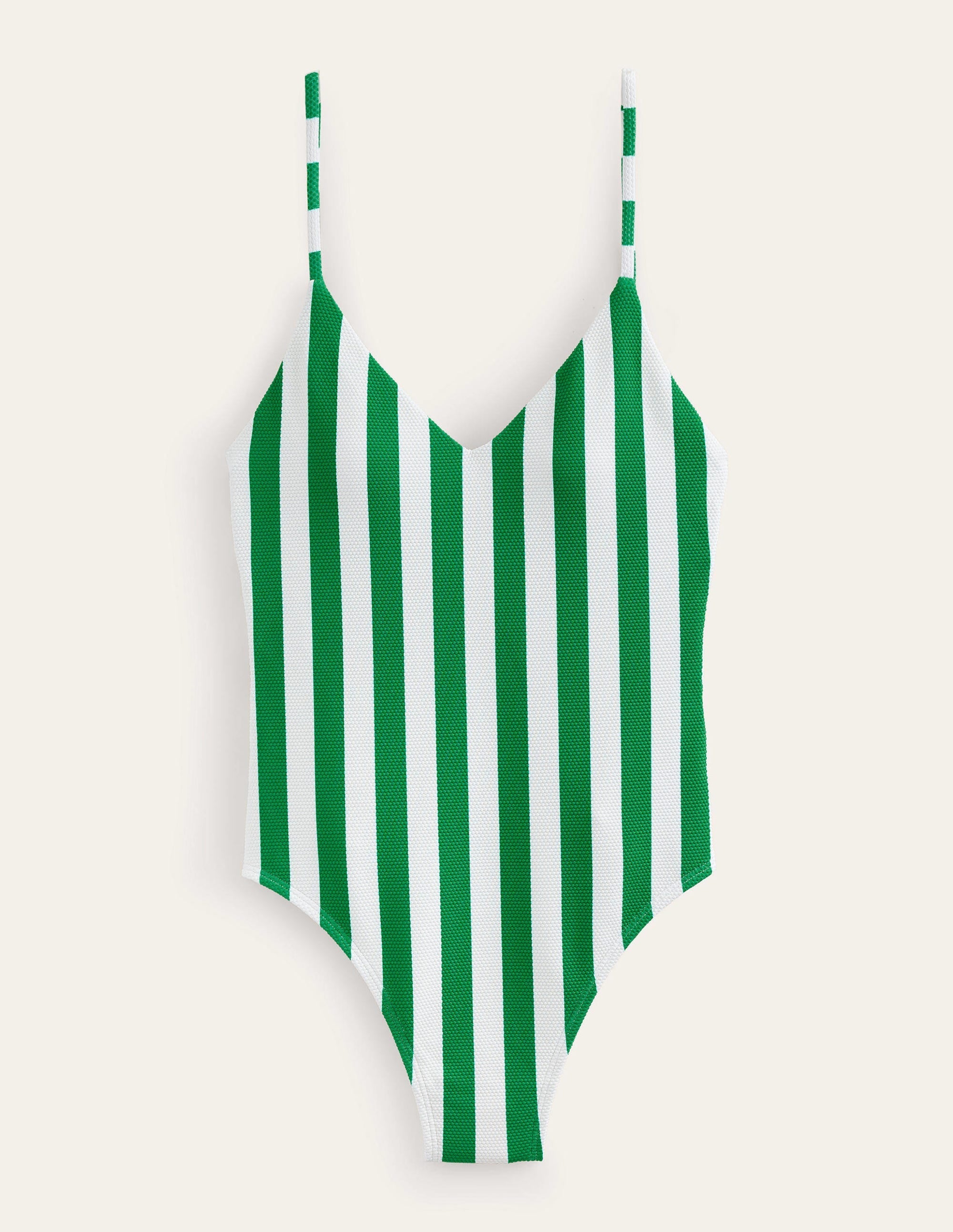 Skinny Strap Stripe Swimsuit-Rich Emerald, Ivory Stripe - Image 7