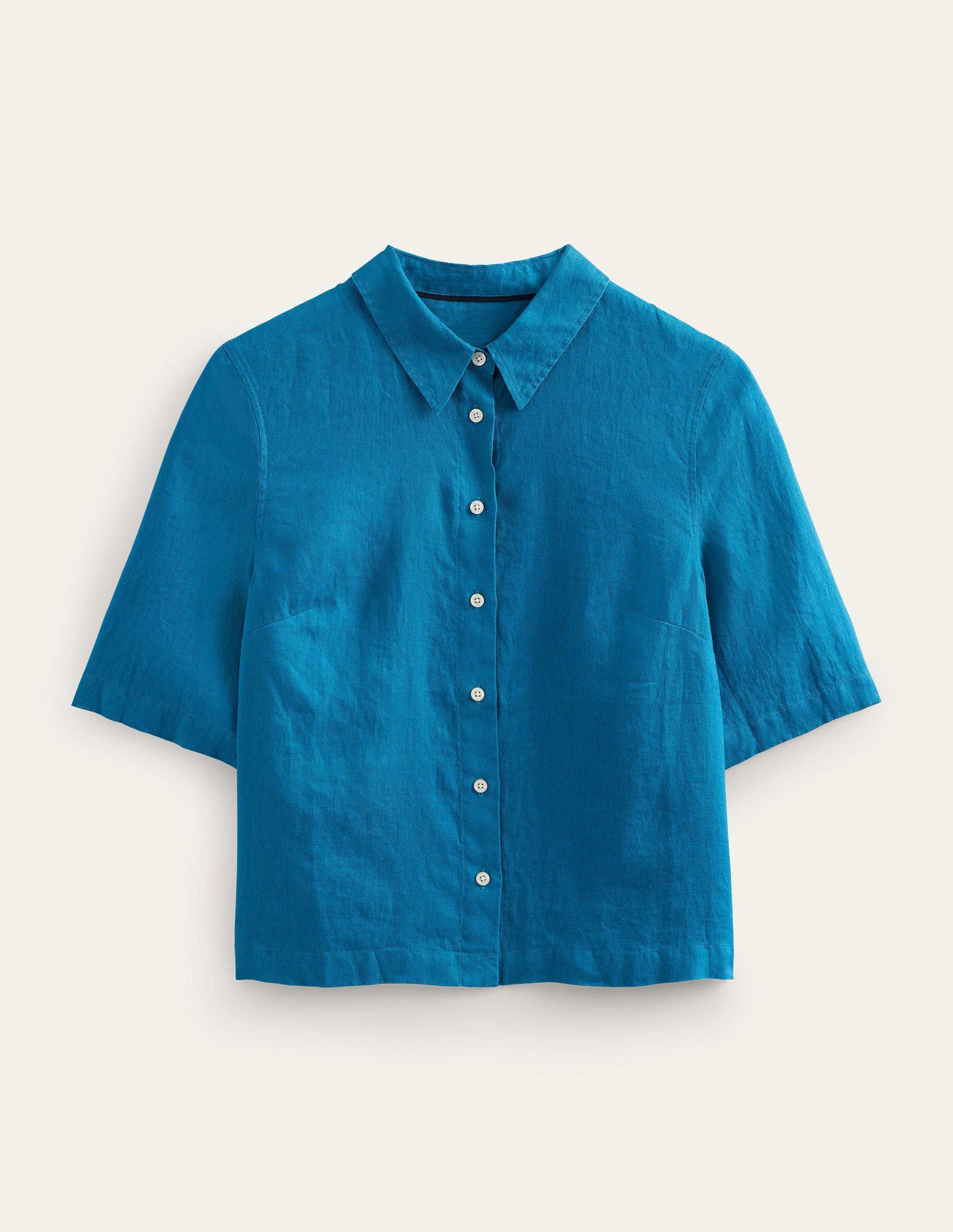Short Sleeve Linen Shirt-Crystal Teal-6