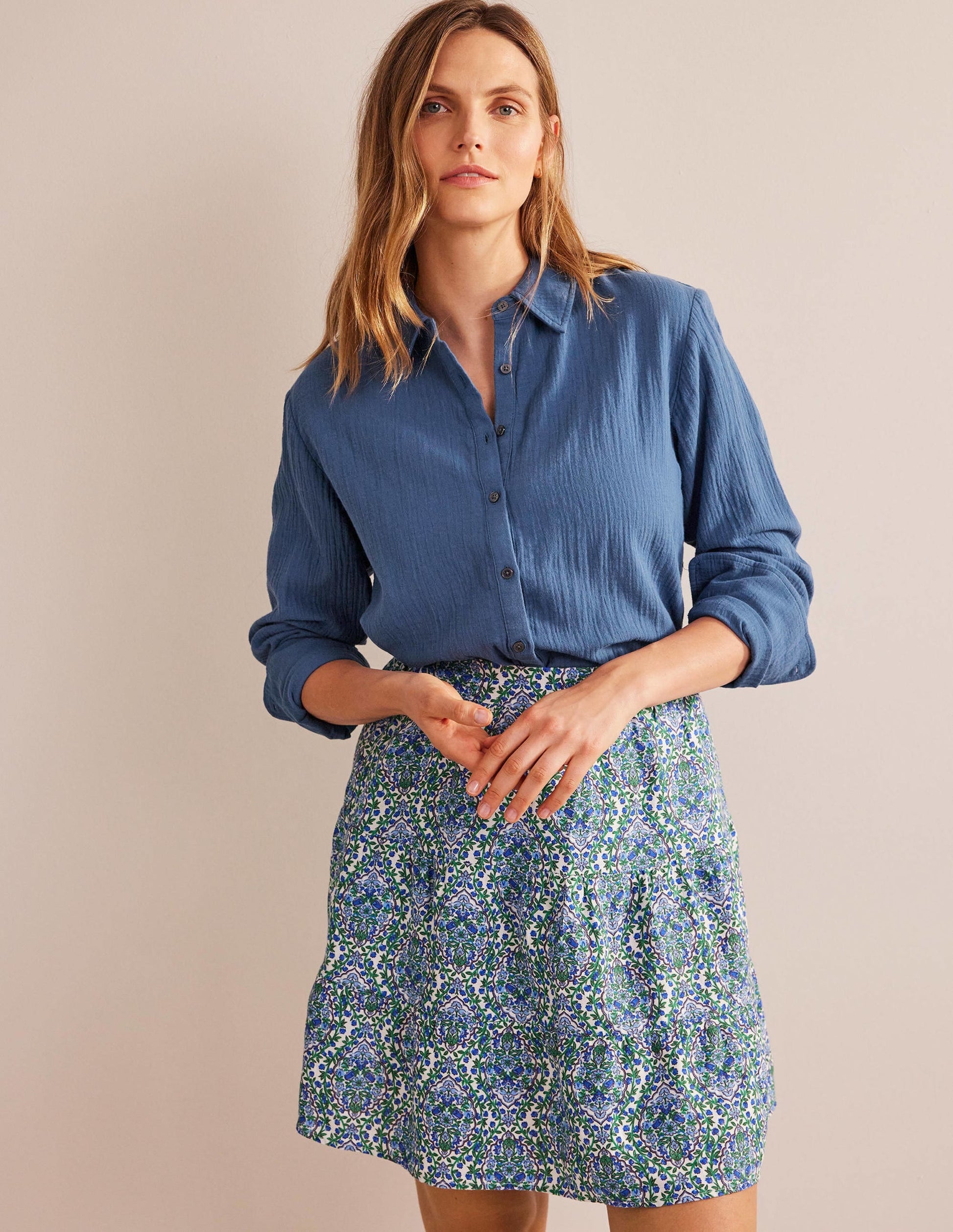 Cotton Texture Shirt-True Navy-4