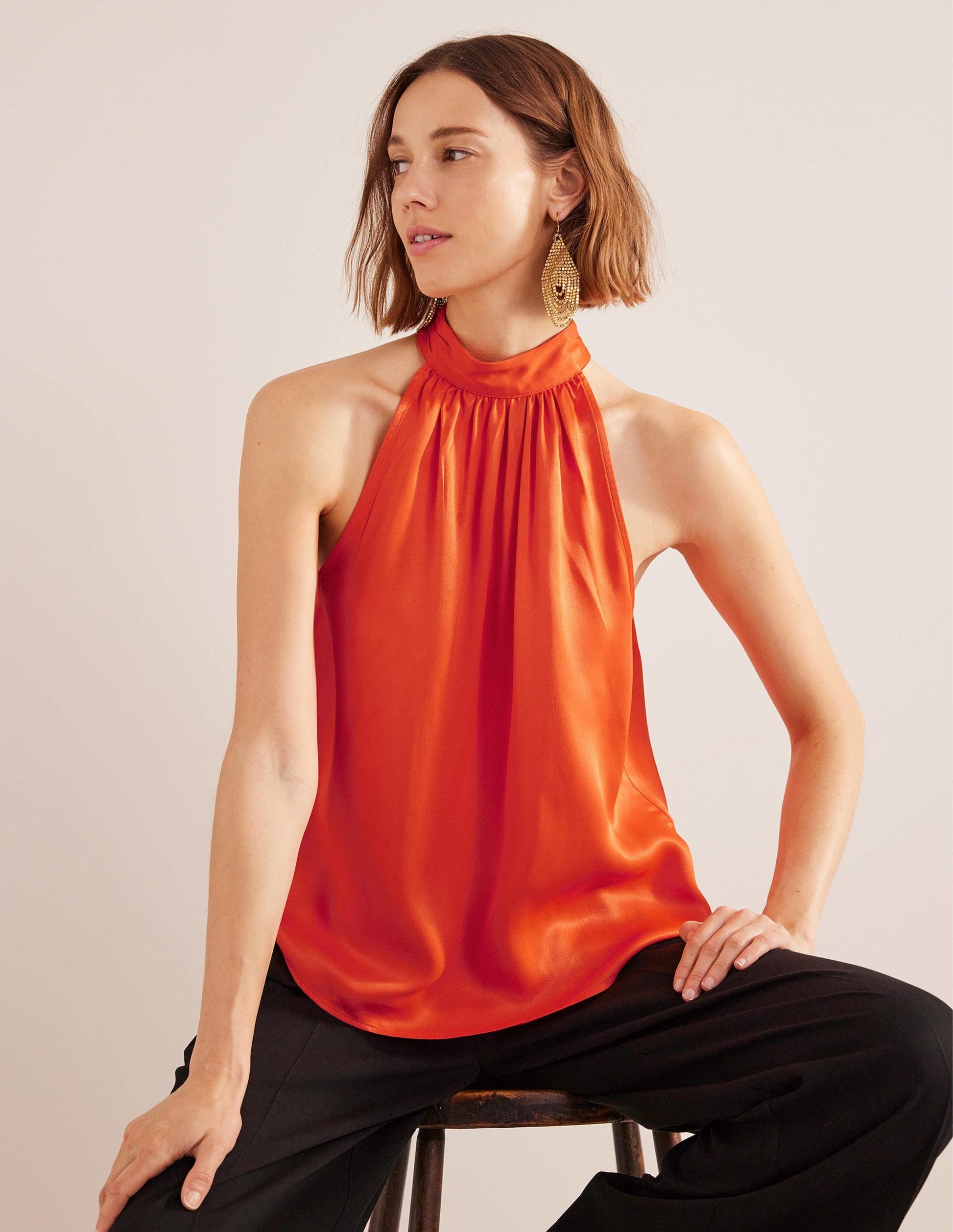 Satin Cutaway Top-Cherry Tomato-1