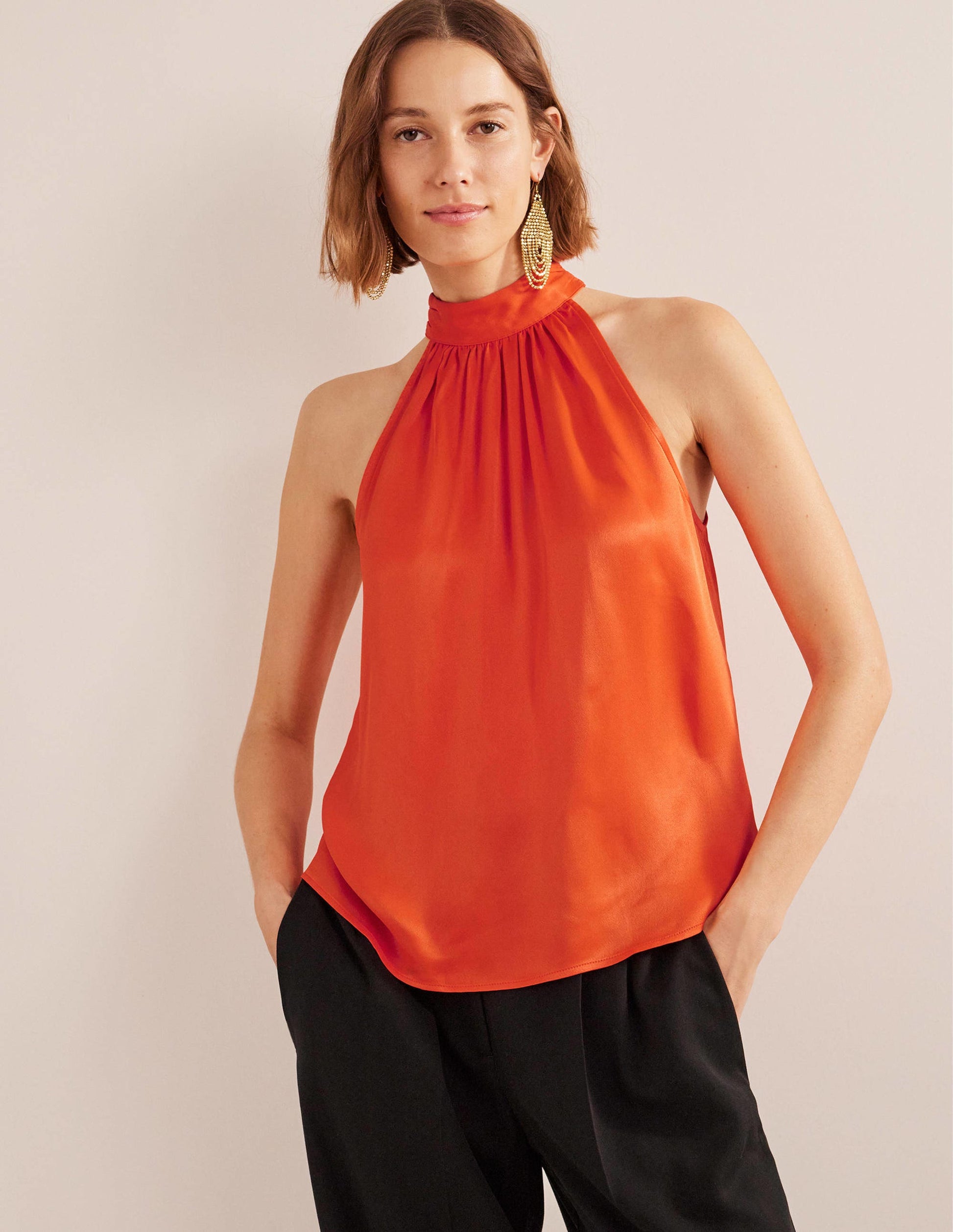 Satin Cutaway Top-Cherry Tomato-4