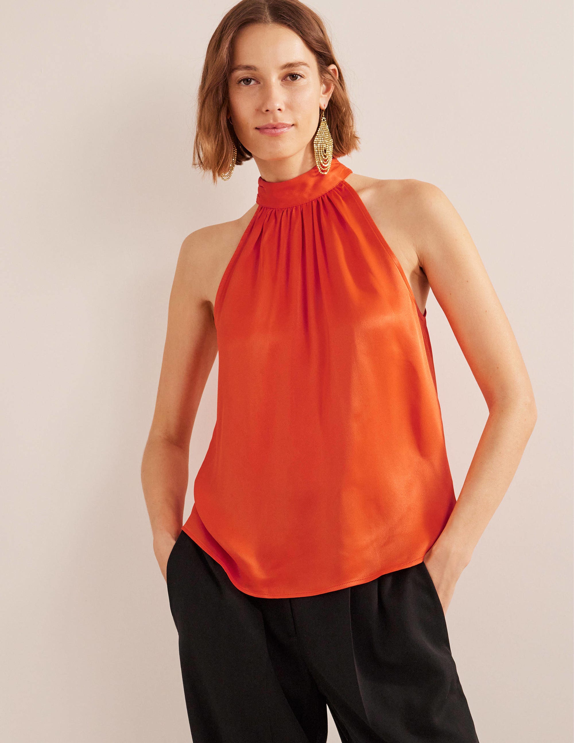 Satin Cutaway Top-Cherry Tomato - Image 4