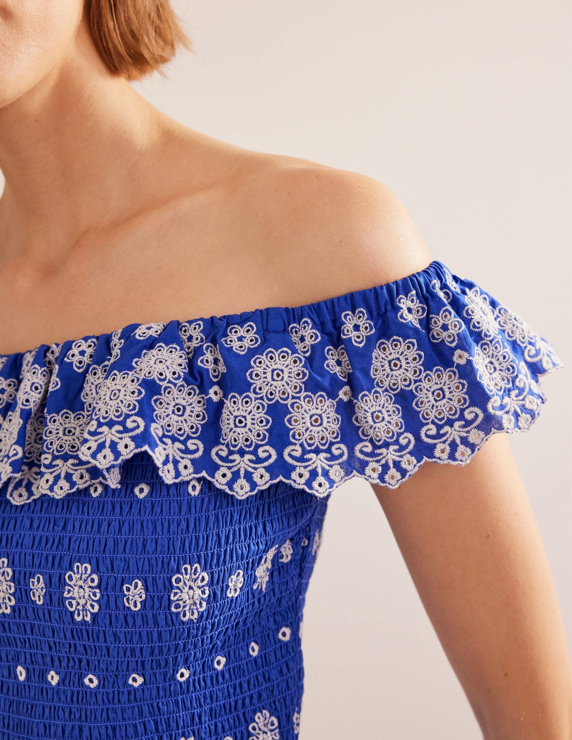 Off Shoulder Broderie Top-Island Sapphire-2