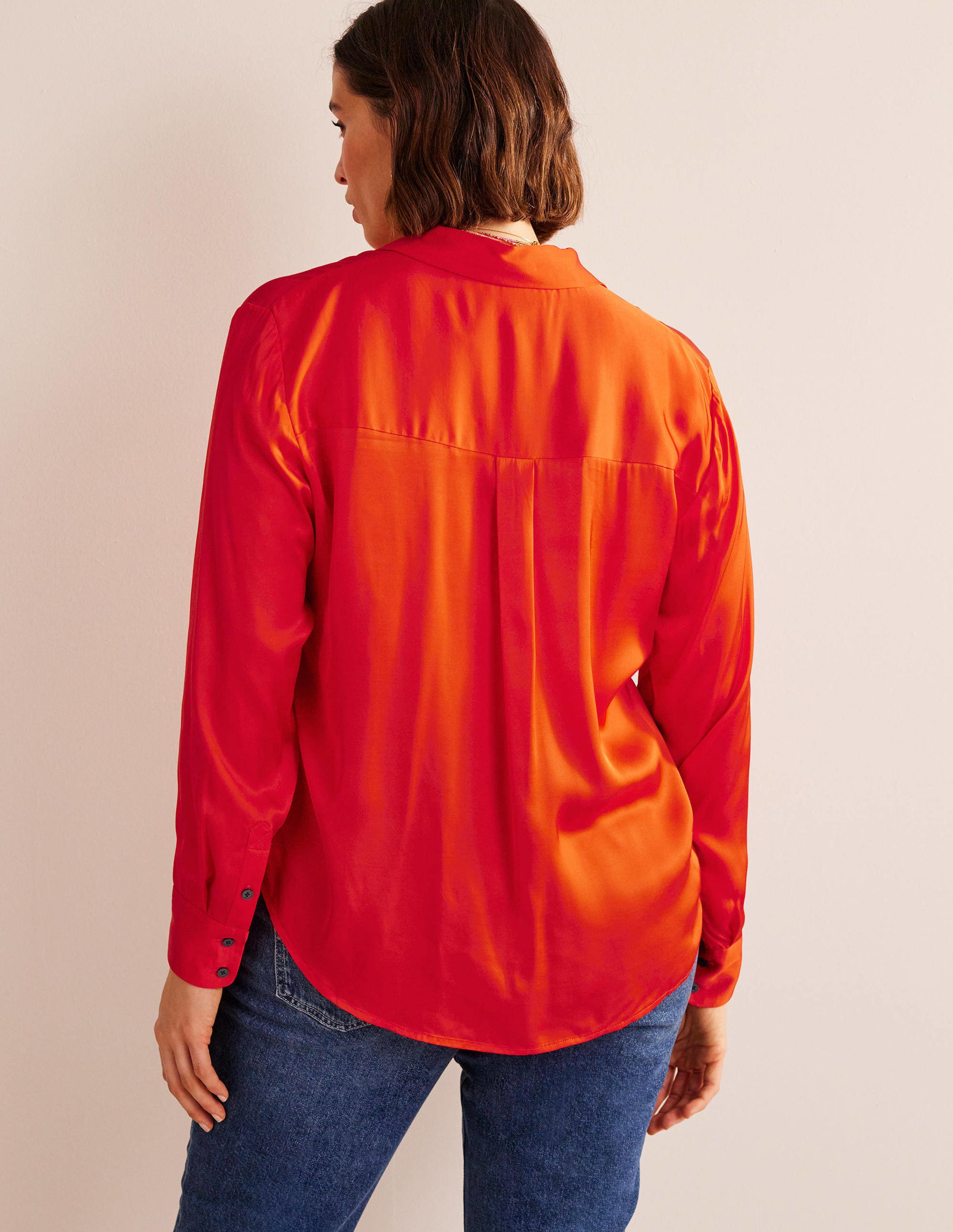 Relaxed Satin Shirt-Cherry Tomato - Image 6