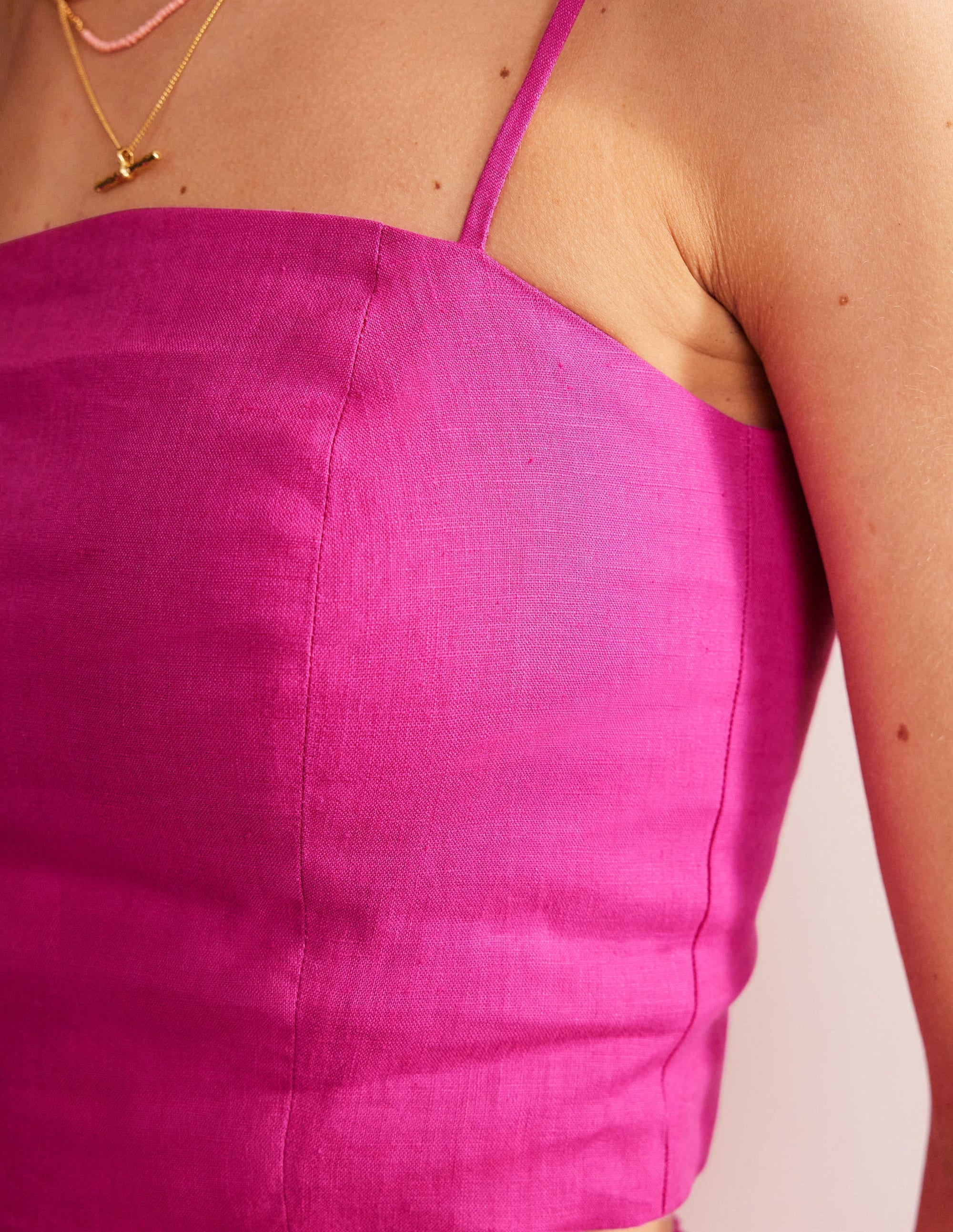 Fitted Linen Strappy Top-Rose Violet - Image 2