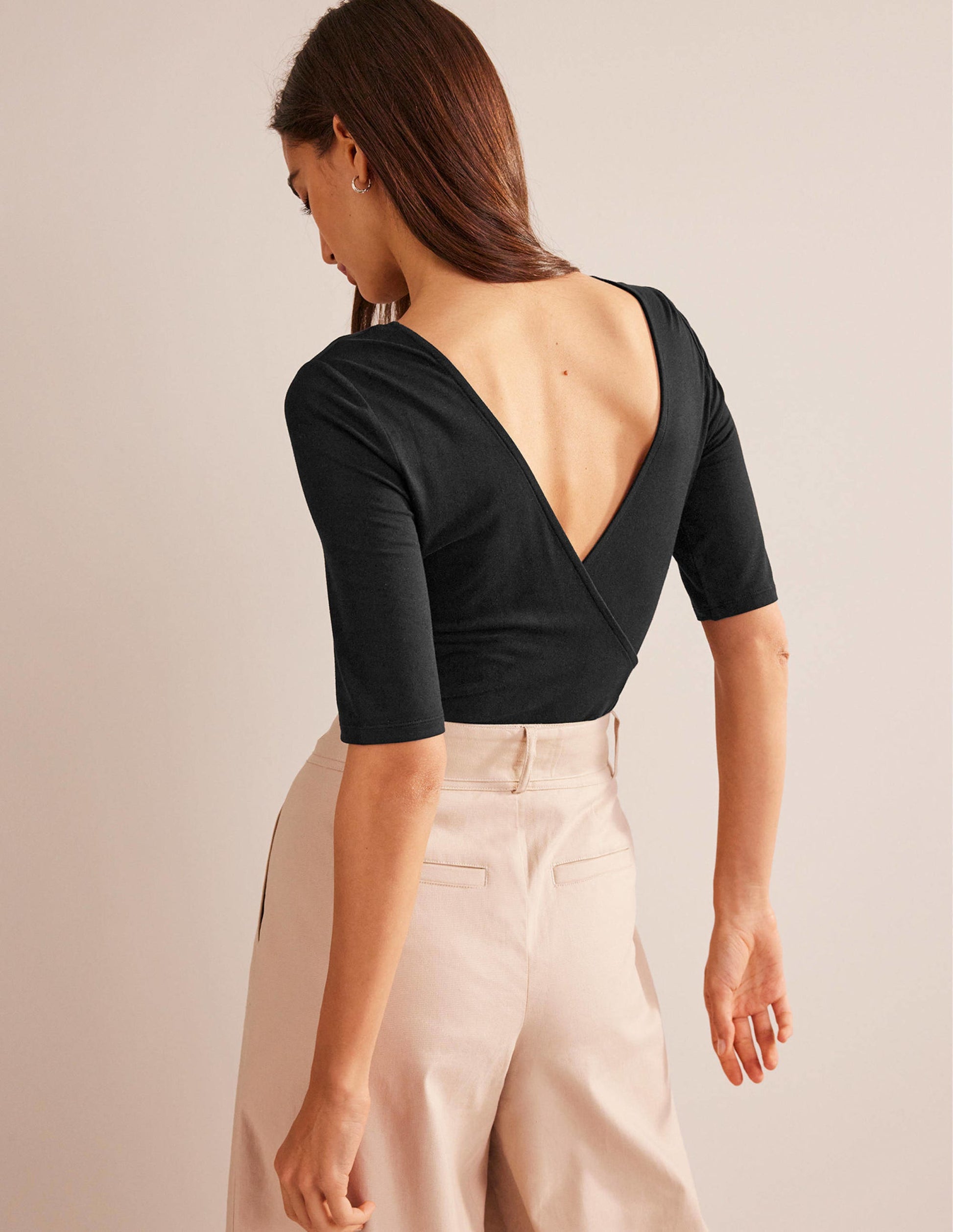 Wrap Back Jersey Top-Black-3
