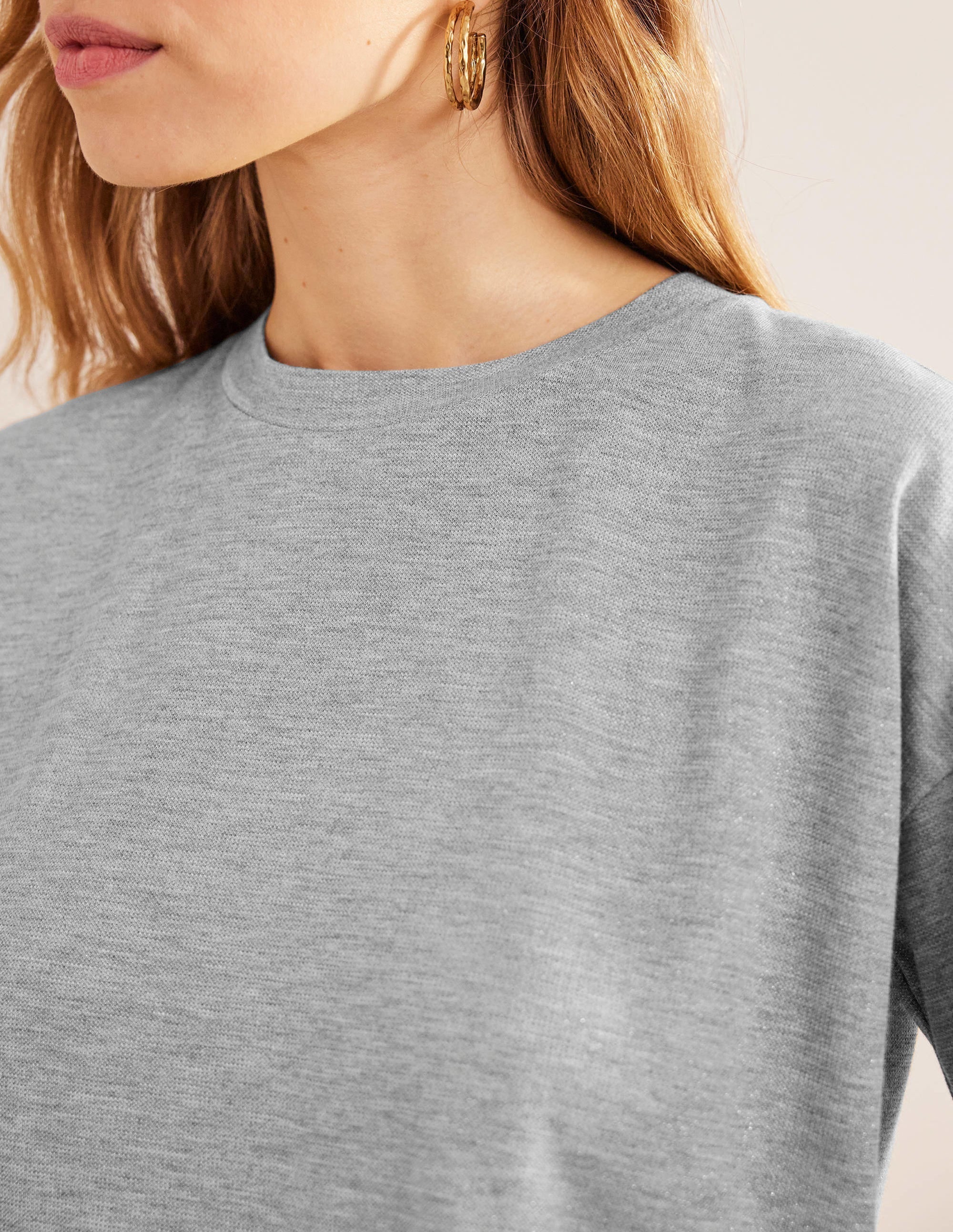 Boxy Sparkle Top-Grey Marl/Gold - Image 2