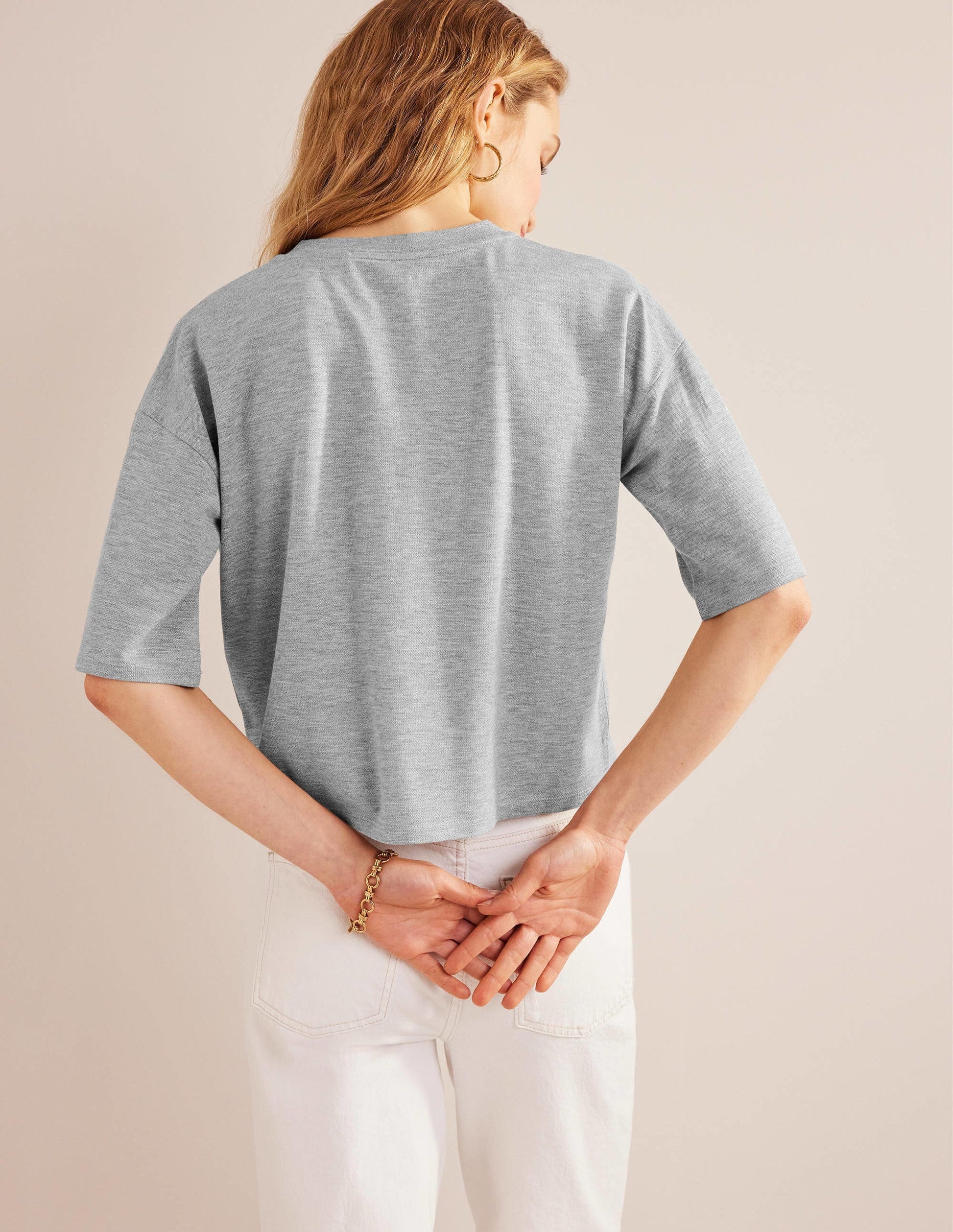 Boxy Sparkle Top-Grey Marl/Gold-3