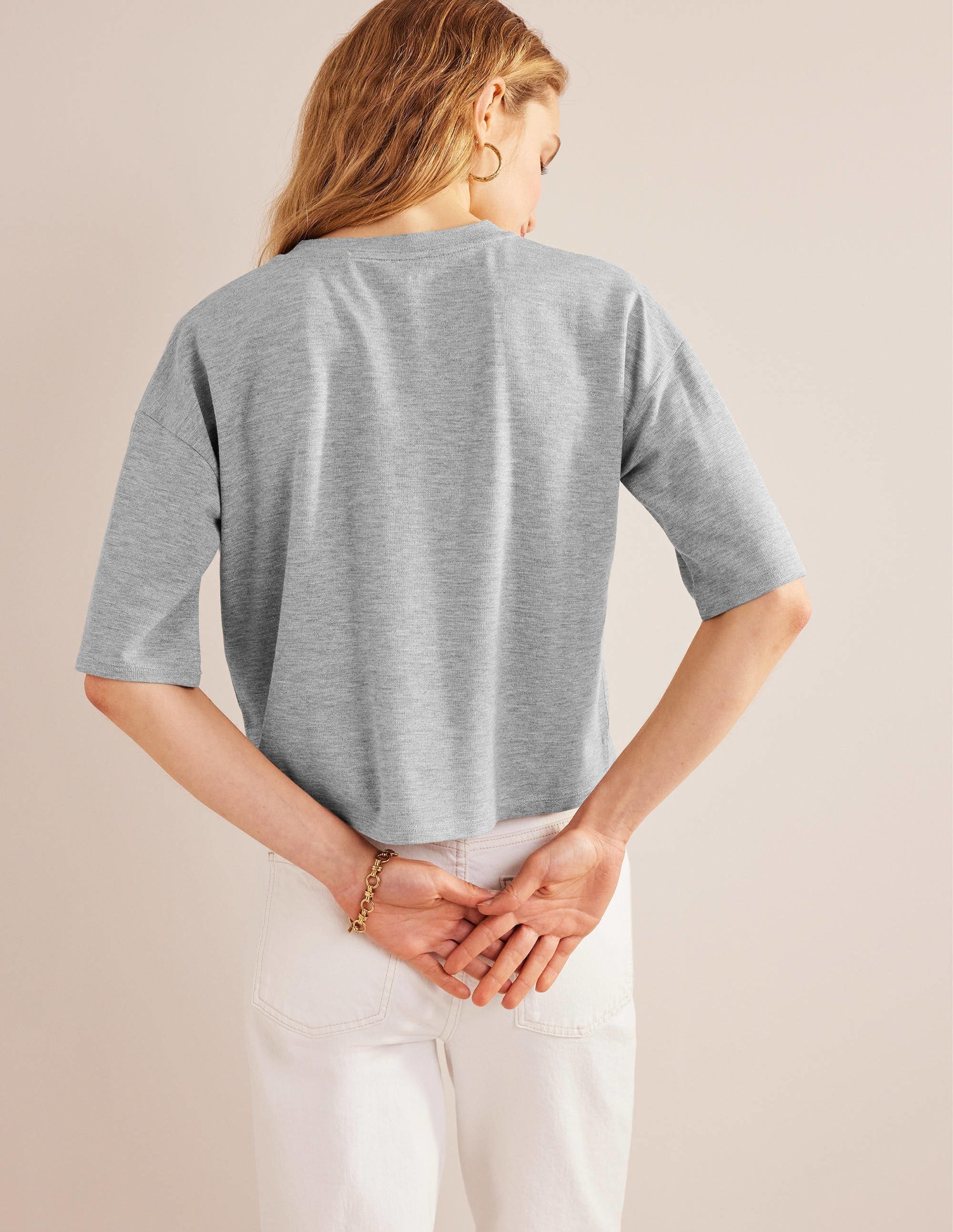 Boxy Sparkle Top-Grey Marl/Gold - Image 3