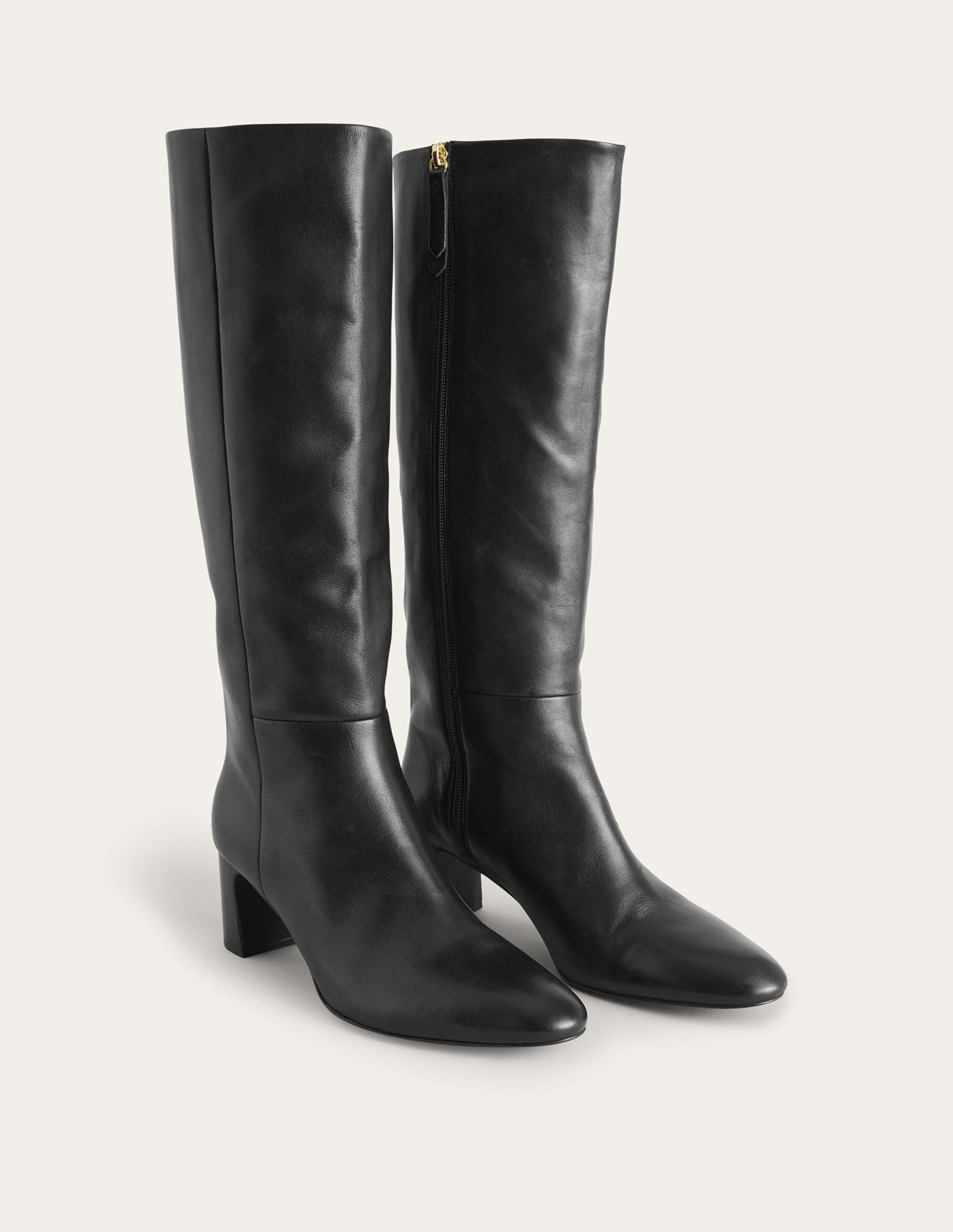 Erica Knee High Leather Boots-Black Leather-4