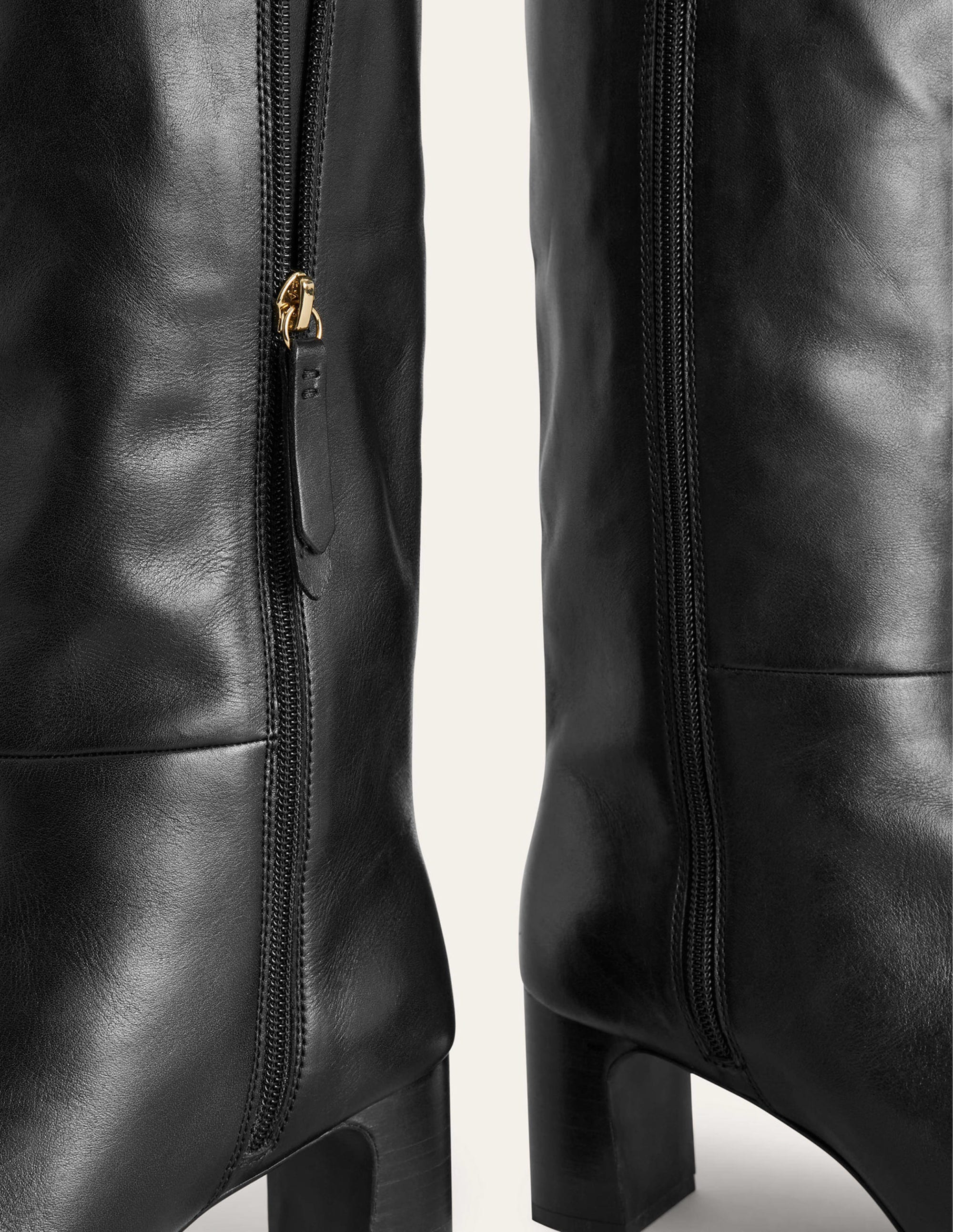 Erica Knee High Leather Boots-Black Leather - Image 5