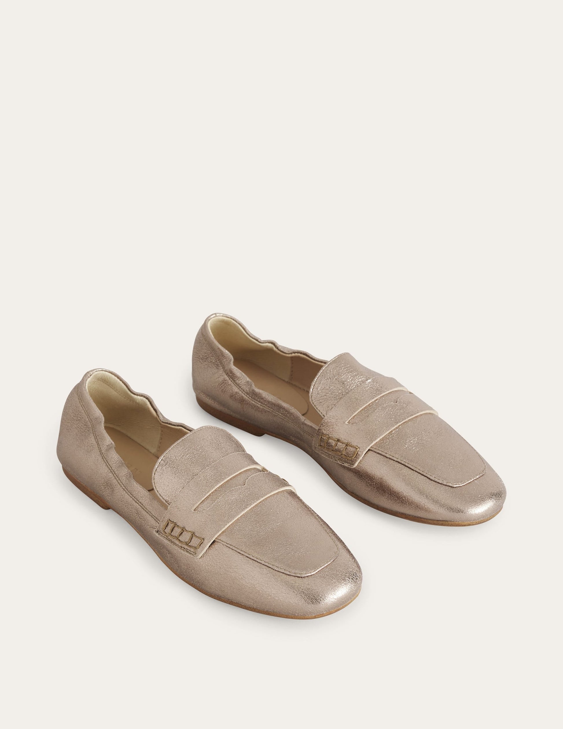 Flexible Sole Loafers-Gold-2