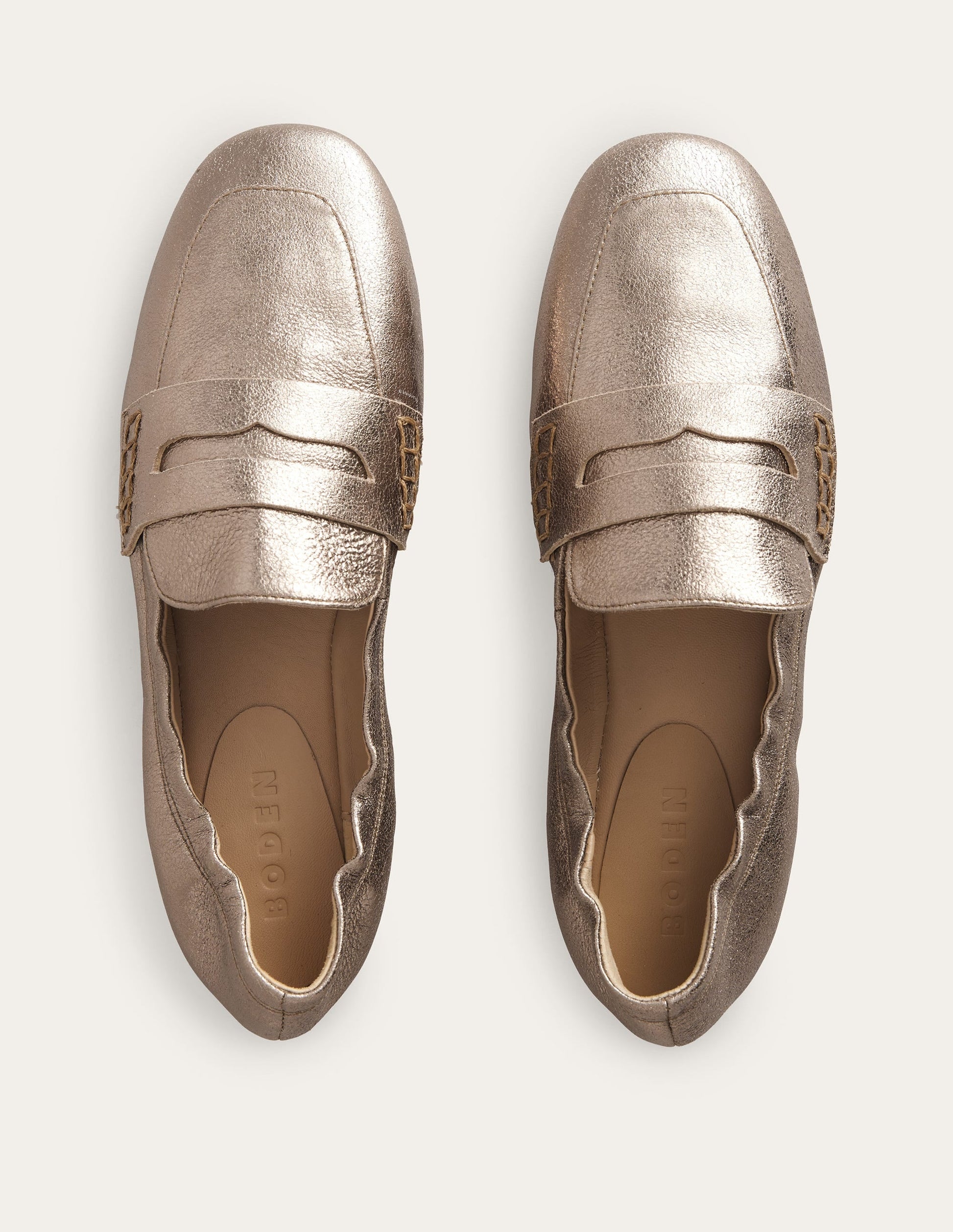 Flexible Sole Loafers-Gold-4