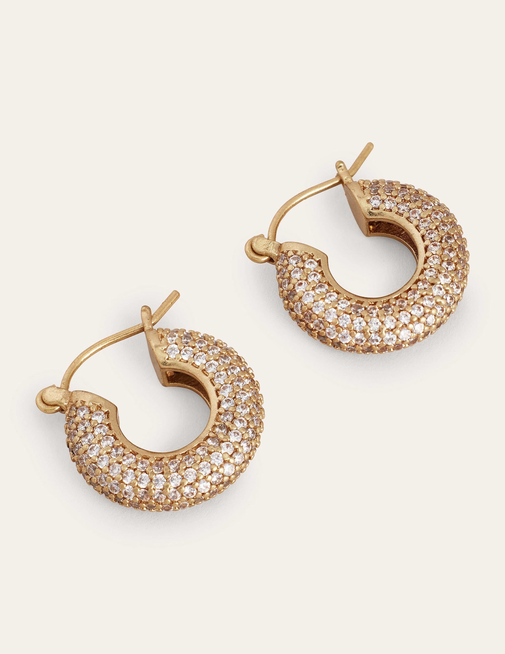 Pavé Hoop Earrings-Gold - Image 1