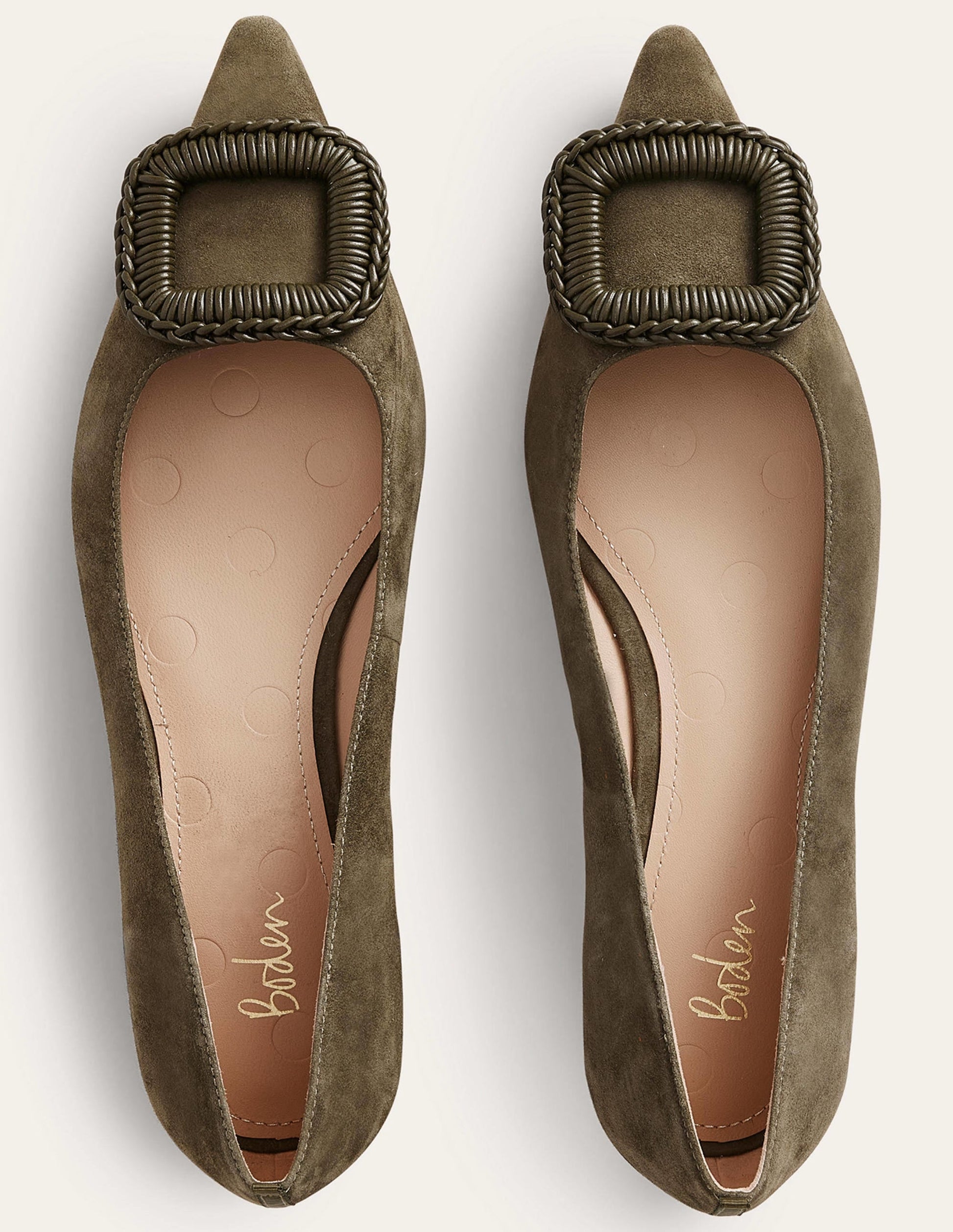 Pointed Ballet Flats-Deep Olive Suede-4