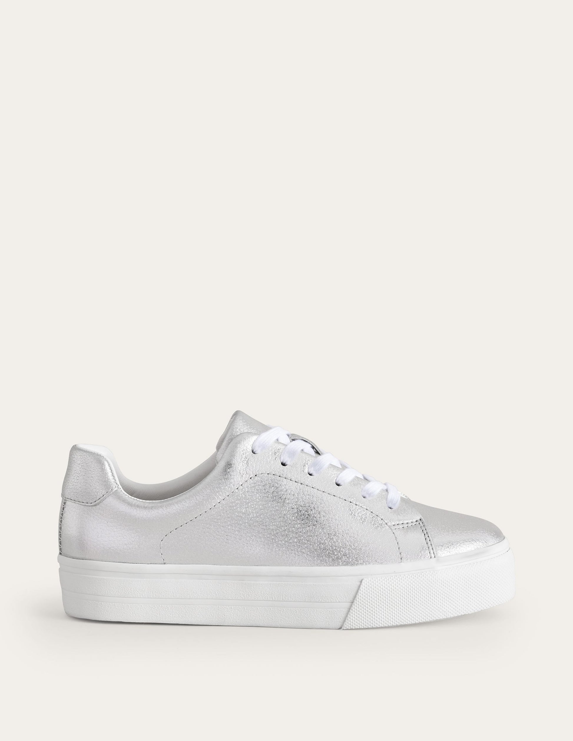 Flatform Trainers-Silver Tumbled Leather-2