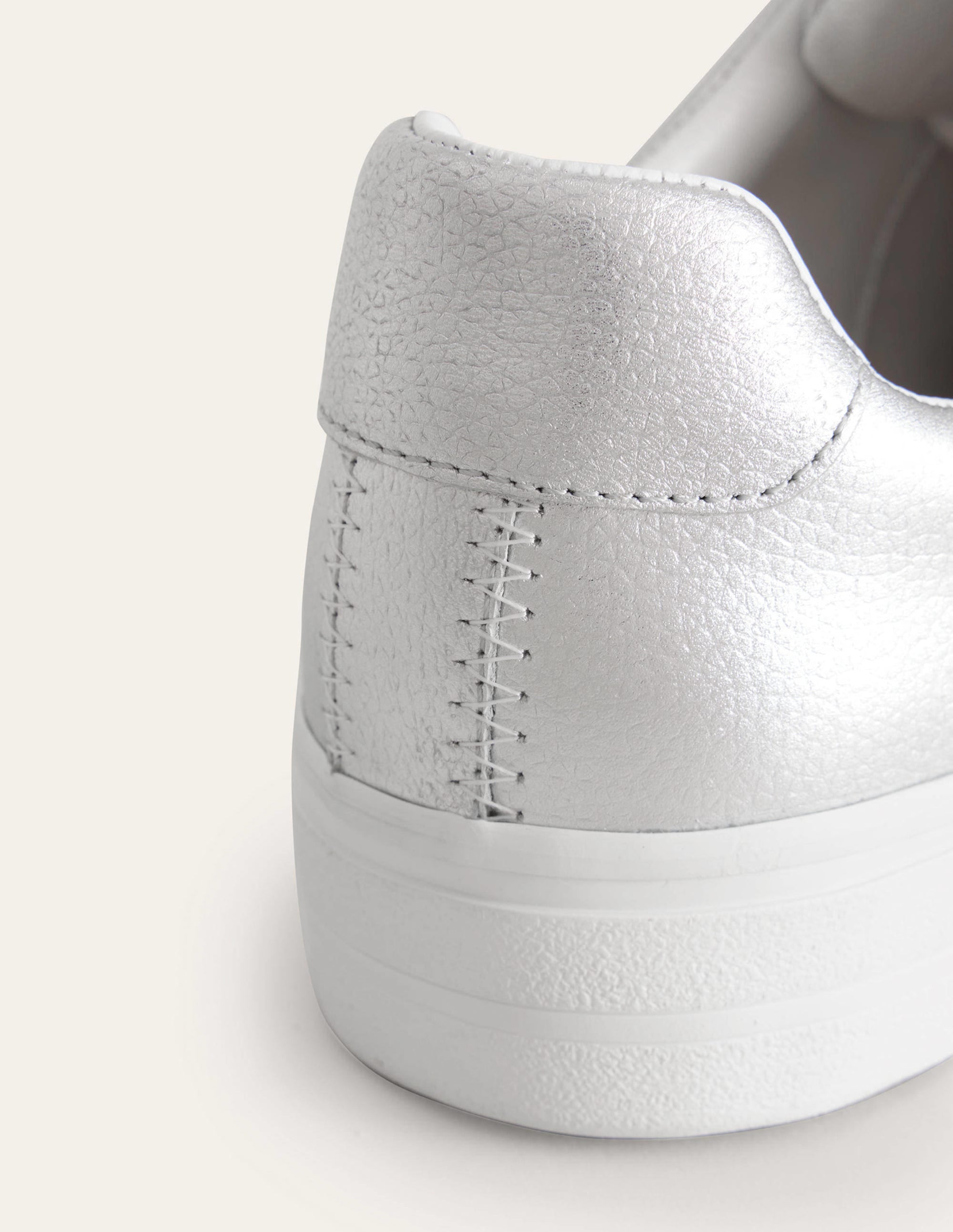 Flatform Trainers-Silver Tumbled Leather - Image 4