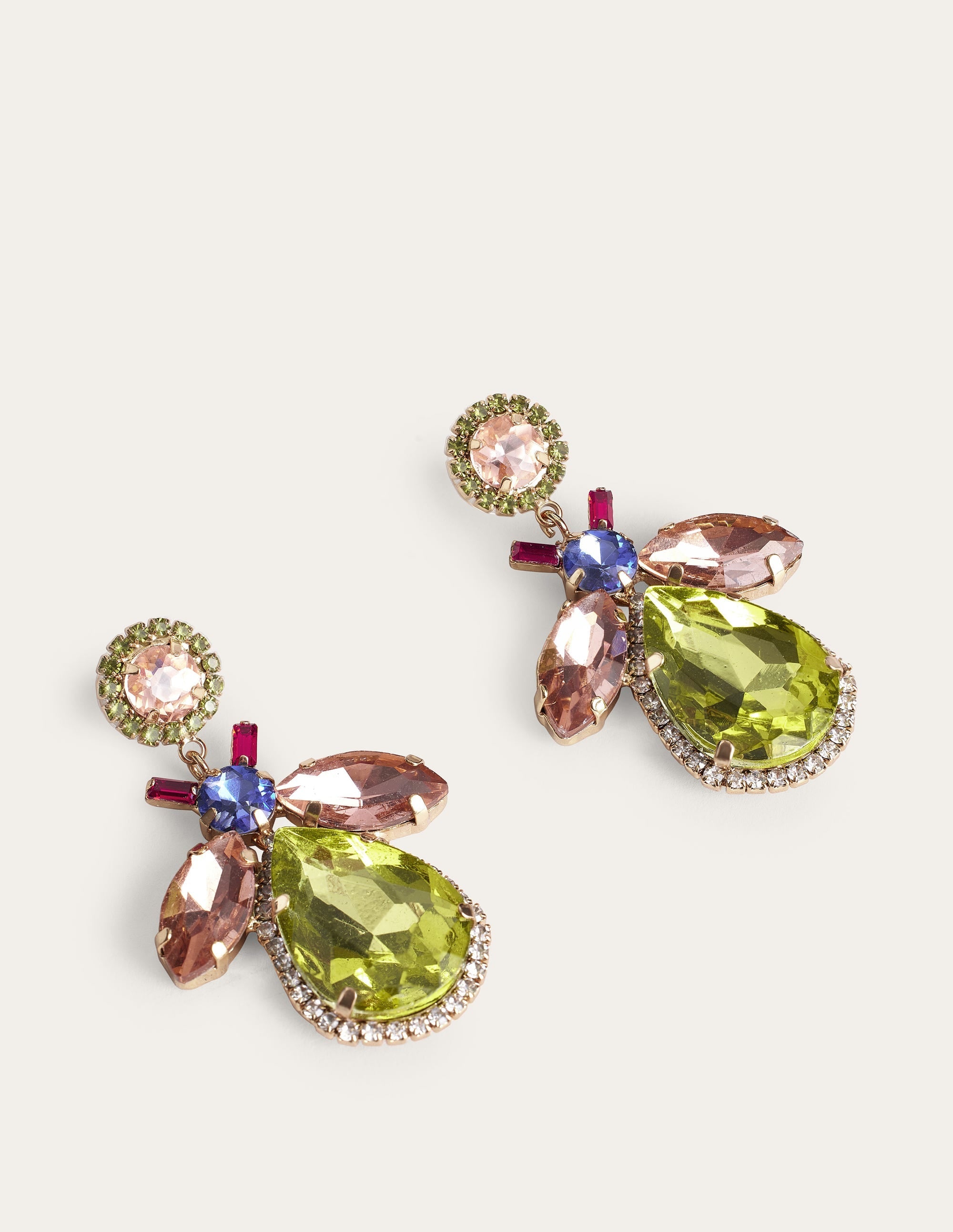 Embellished Bee Earrings-Pink & Green - Image 2