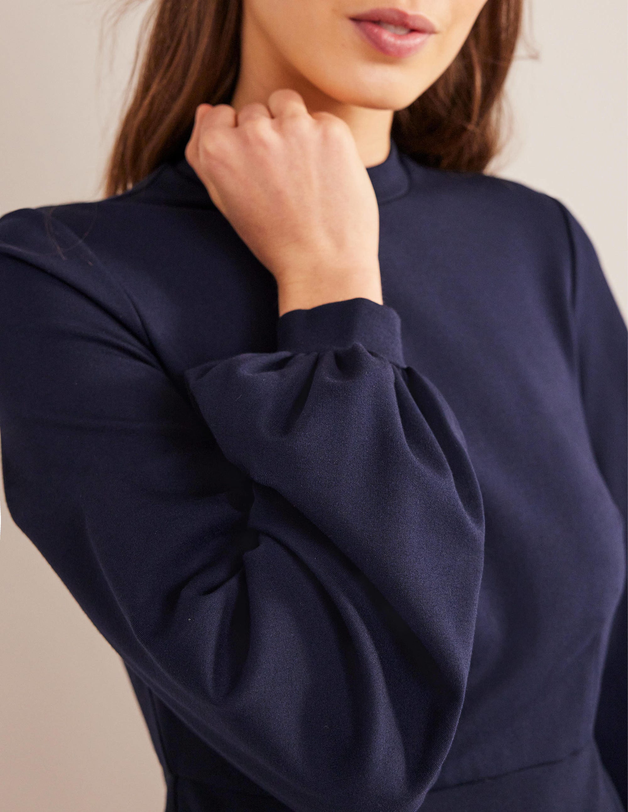 Blouson Jersey Mini Dress-Navy - Image 2